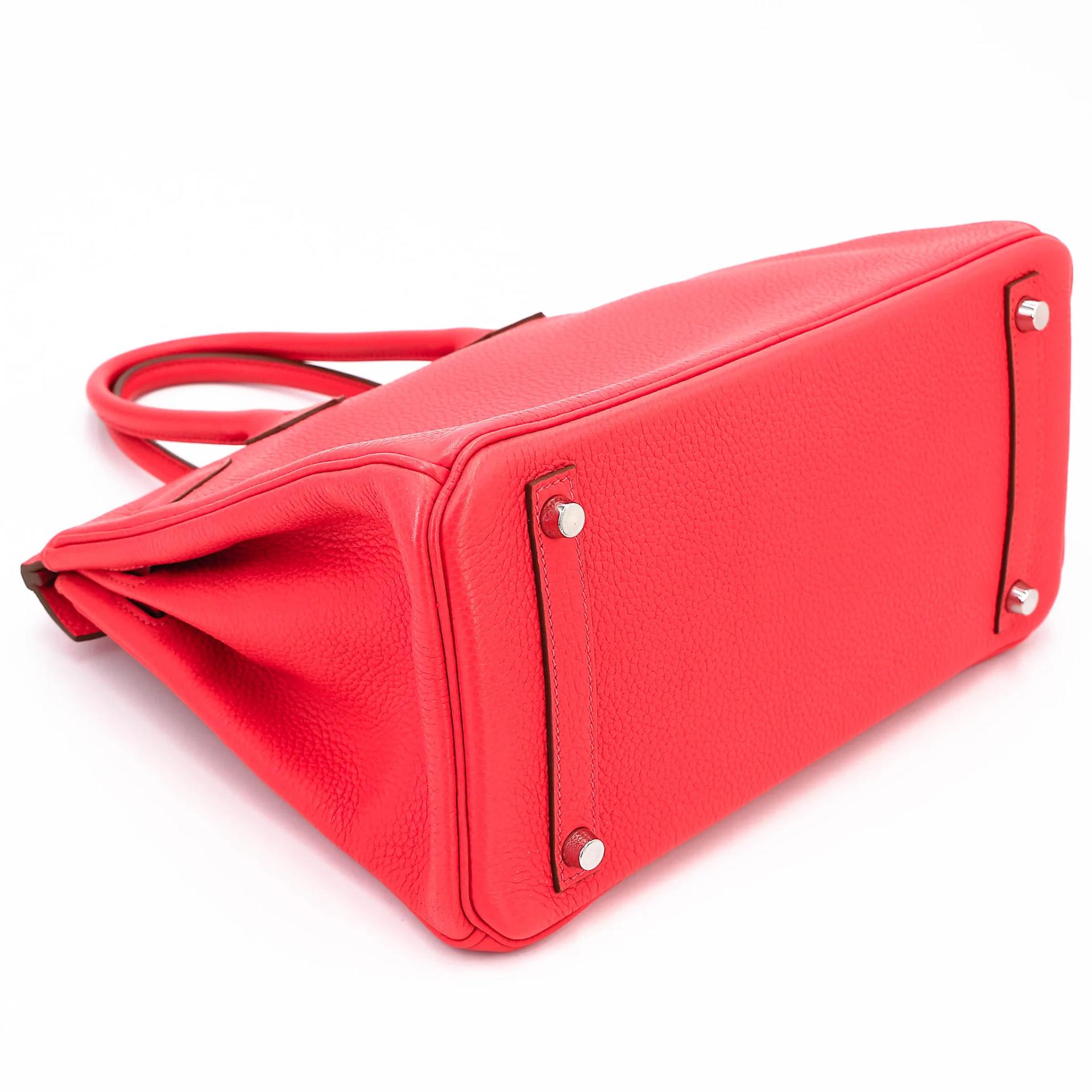 Very Good ( Rank A) HERMÈS Birkin 30 Rose Jaipur (T5) Clemence Palladium hardware Square H (2004) - 7