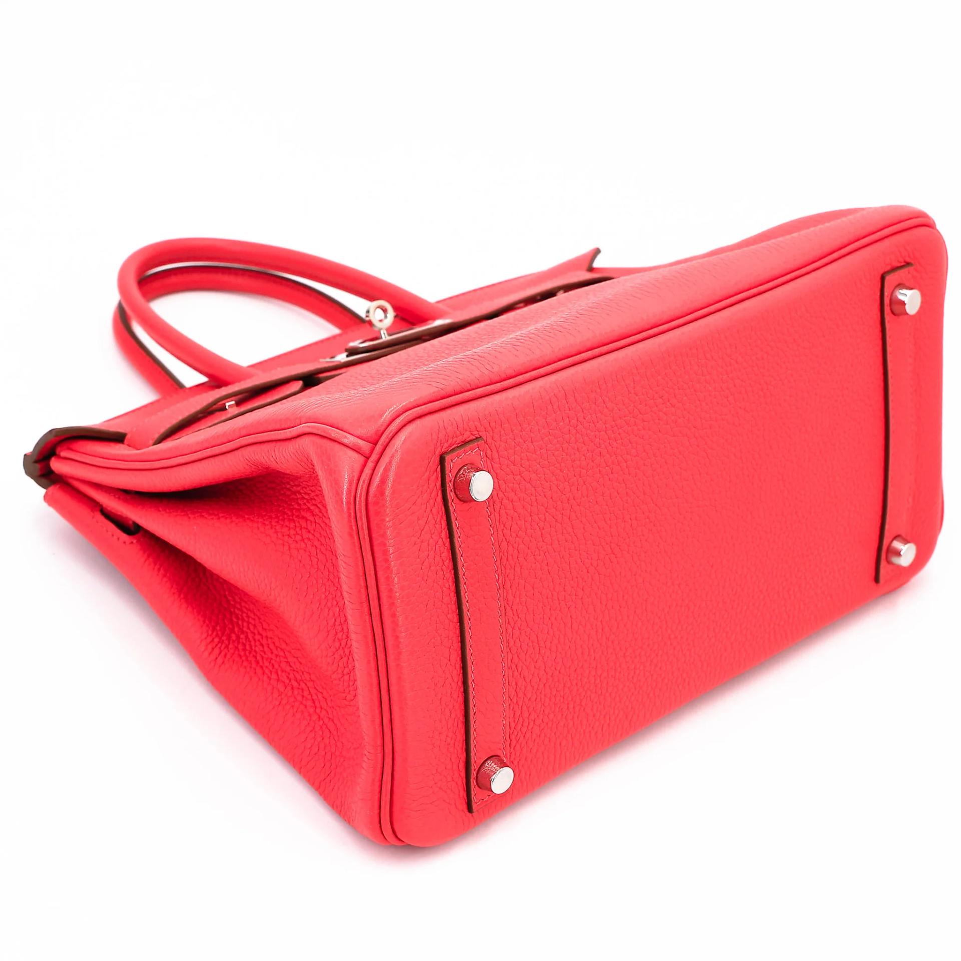 Very Good ( Rank A) HERMÈS Birkin 30 Rose Jaipur (T5) Clemence Palladium hardware Square H (2004) - 5