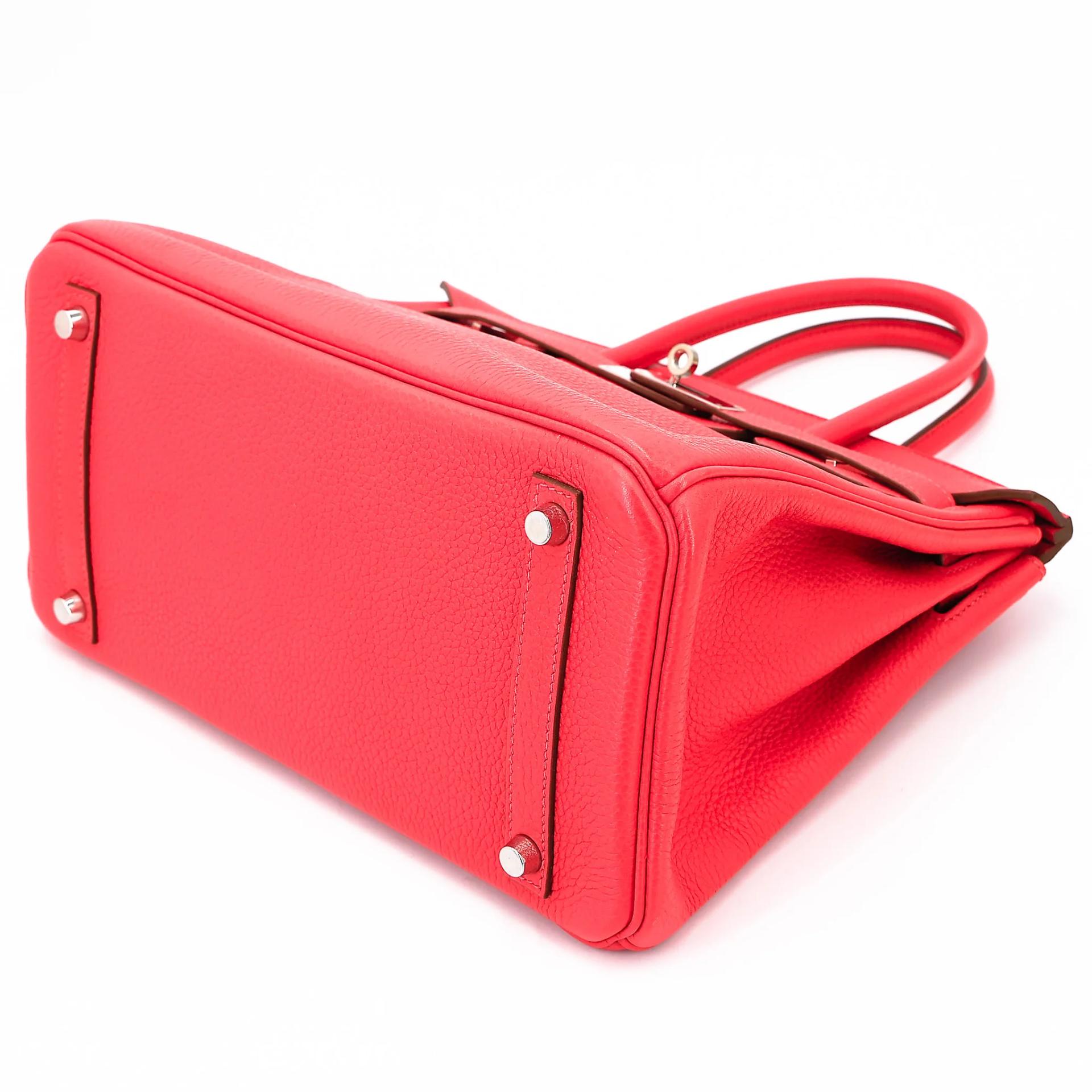 Very Good ( Rank A) HERMÈS Birkin 30 Rose Jaipur (T5) Clemence Palladium hardware Square H (2004) - 4