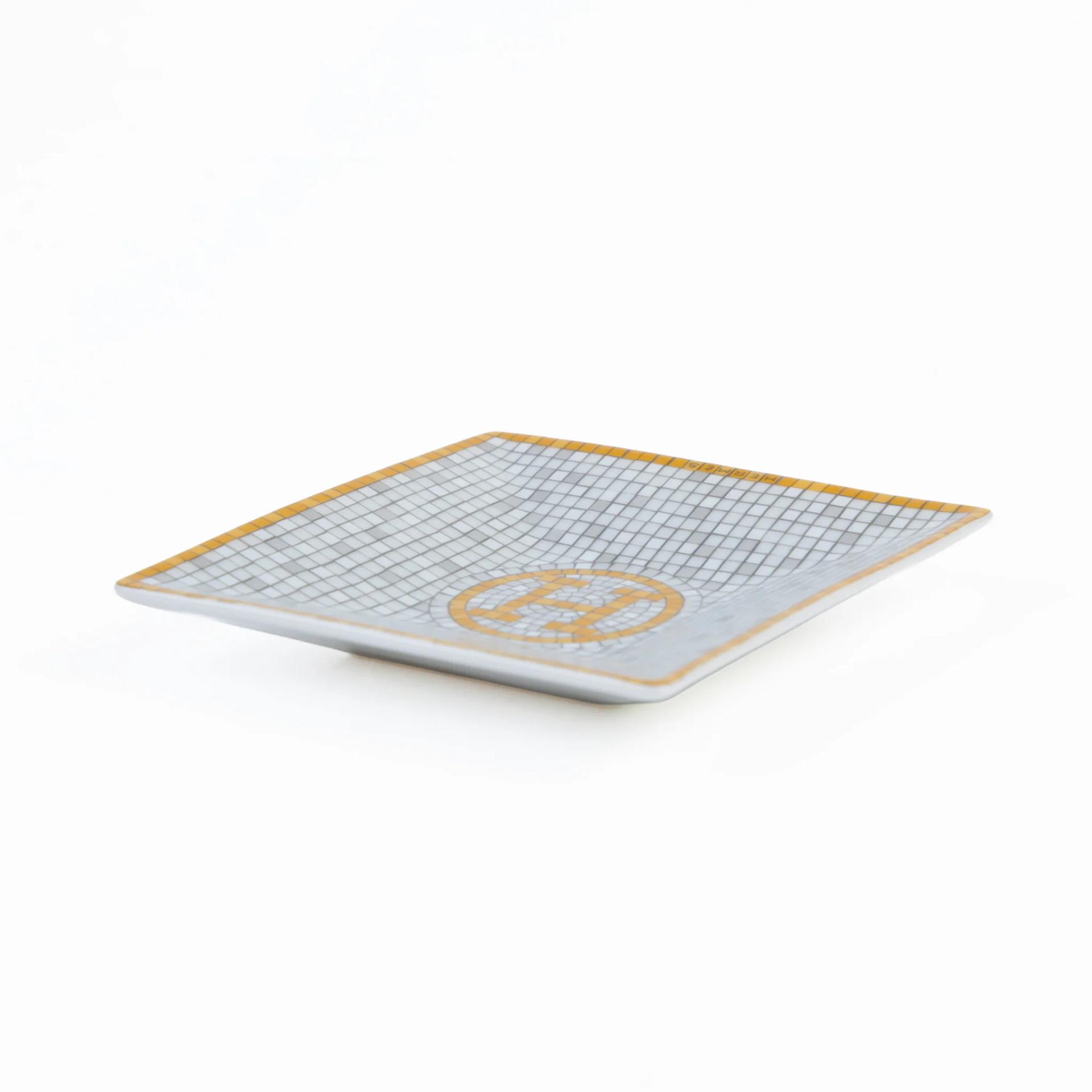 Unused ( Rank NS ) HERMÈS Mosaique au 24 gold square plate n°1 Yellow White - 3