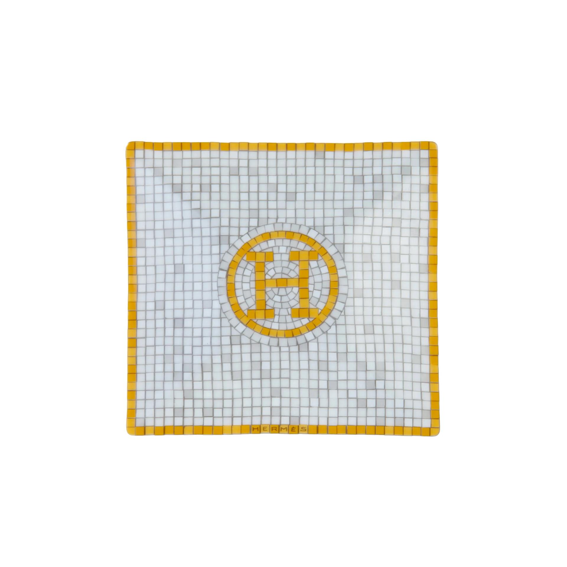 Unused ( Rank NS ) HERMÈS Mosaique au 24 gold square plate n°1 Yellow White - 1