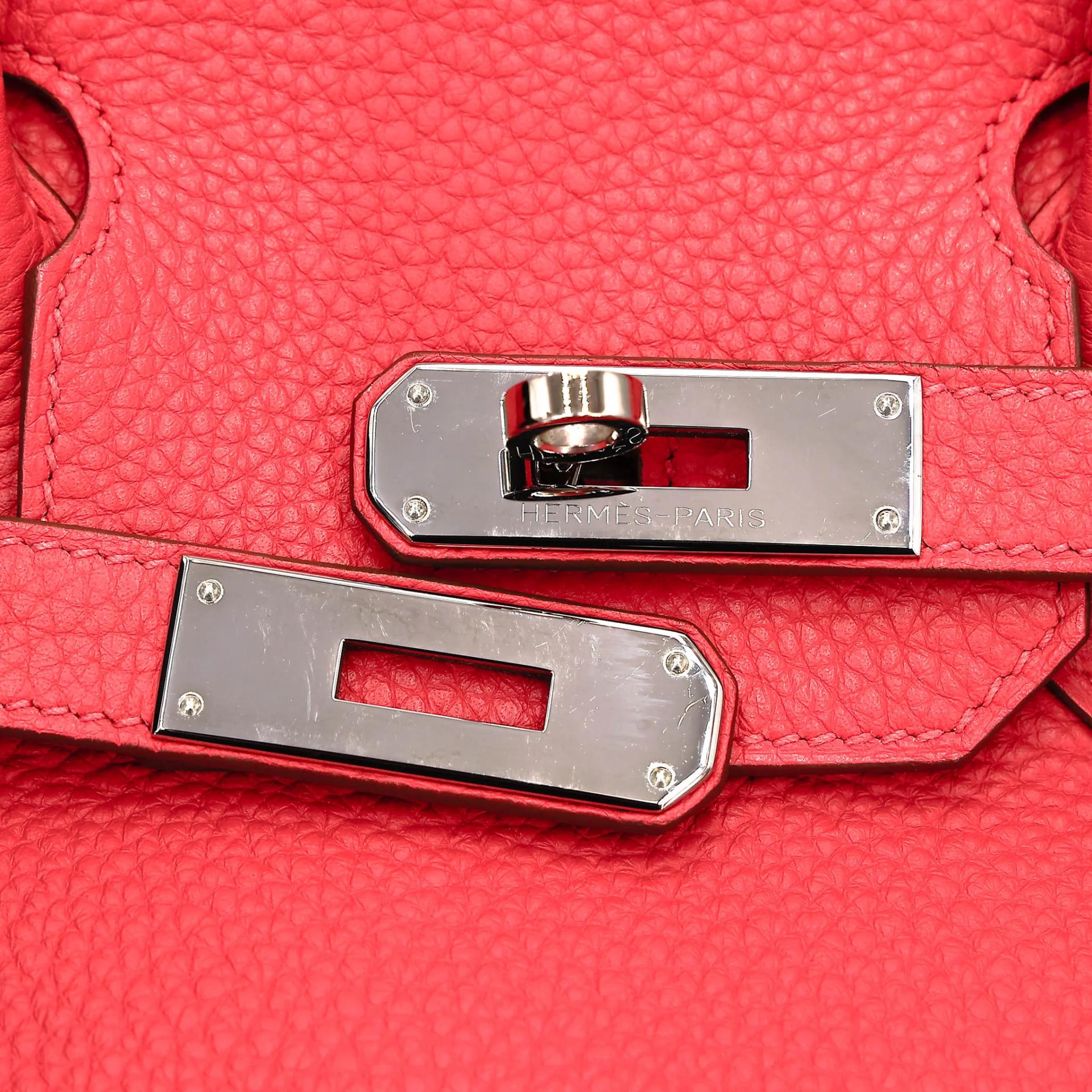 Very Good ( Rank A) HERMÈS Birkin 30 Rose Jaipur (T5) Clemence Palladium hardware Square H (2004) - 12