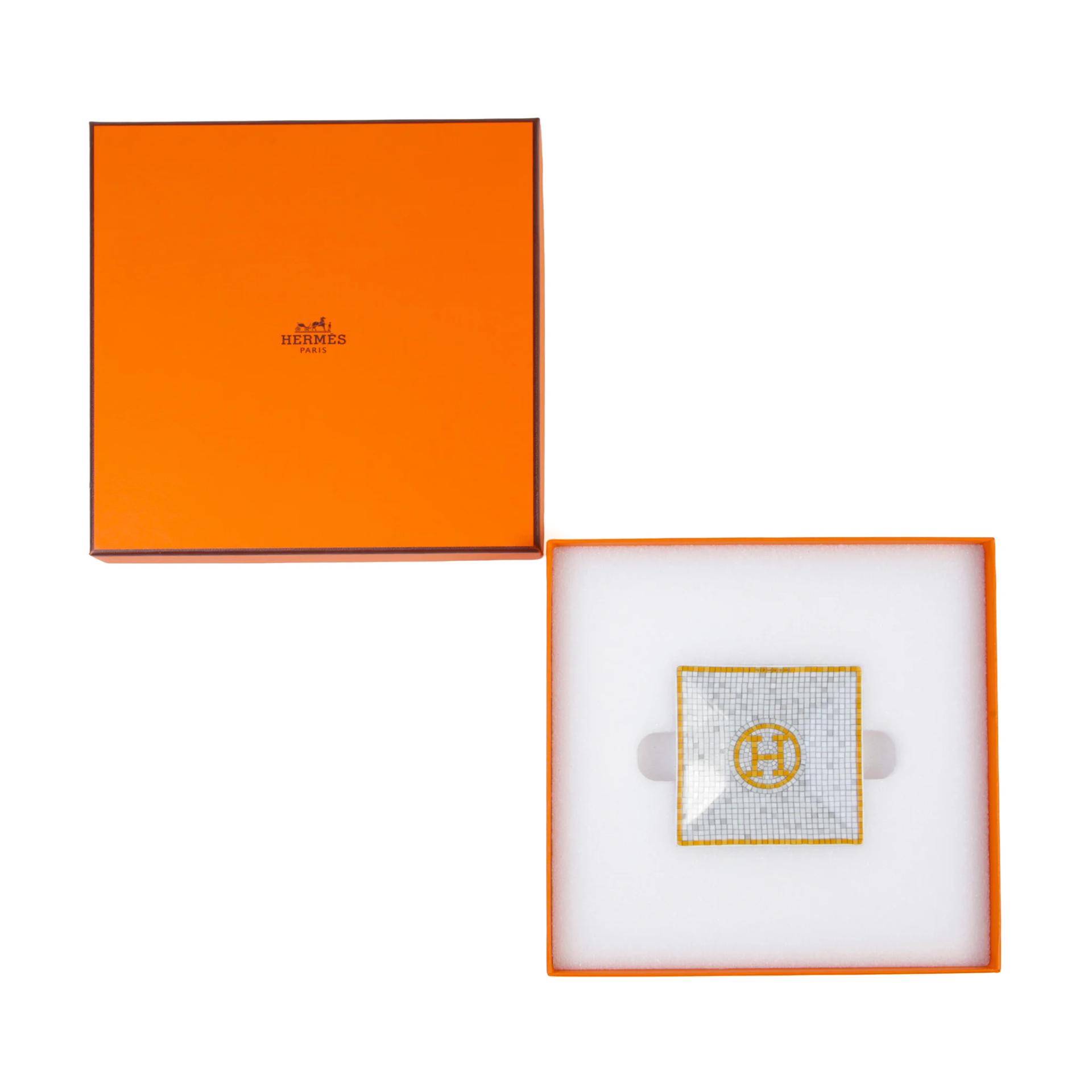 Unused ( Rank NS ) HERMÈS Mosaique au 24 gold square plate n°1 Yellow White - 5
