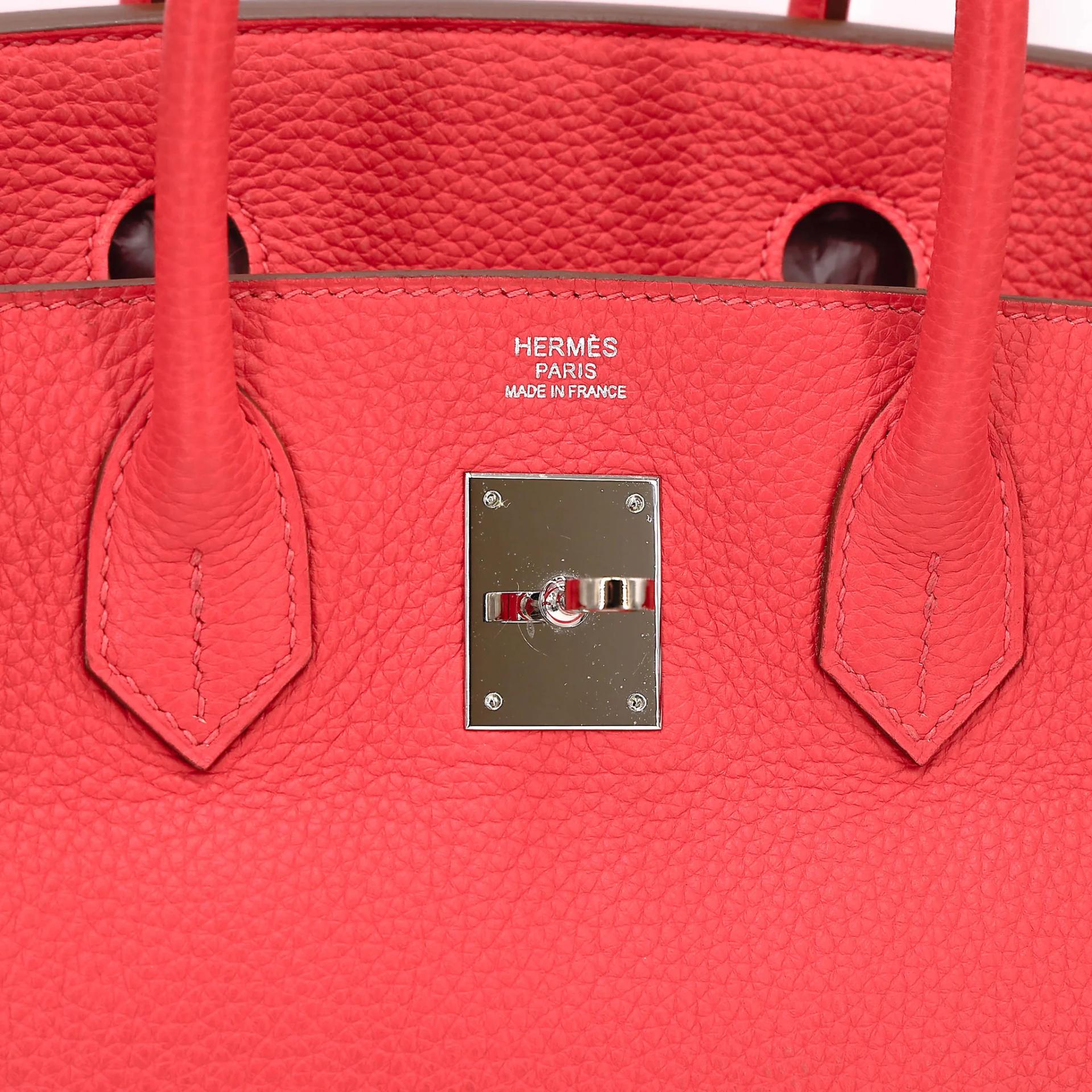 Very Good ( Rank A) HERMÈS Birkin 30 Rose Jaipur (T5) Clemence Palladium hardware Square H (2004) - 17