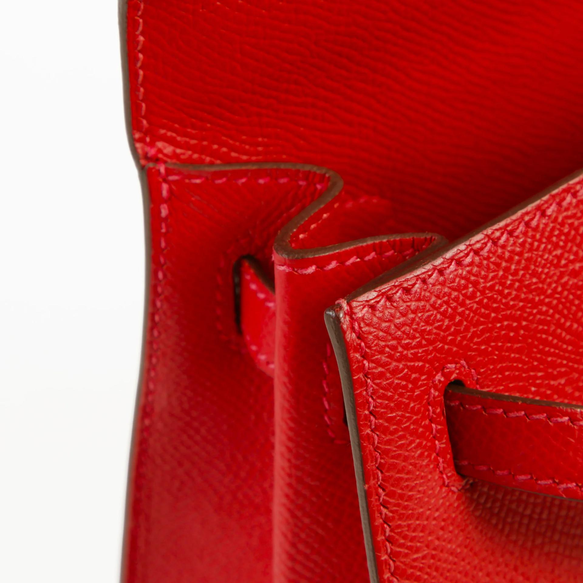 Very Good ( Rank A) HERMÈS Kelly 25 Sellier Rouge Casaque (Q5) Epsom Gold hardware X (2016) - 12