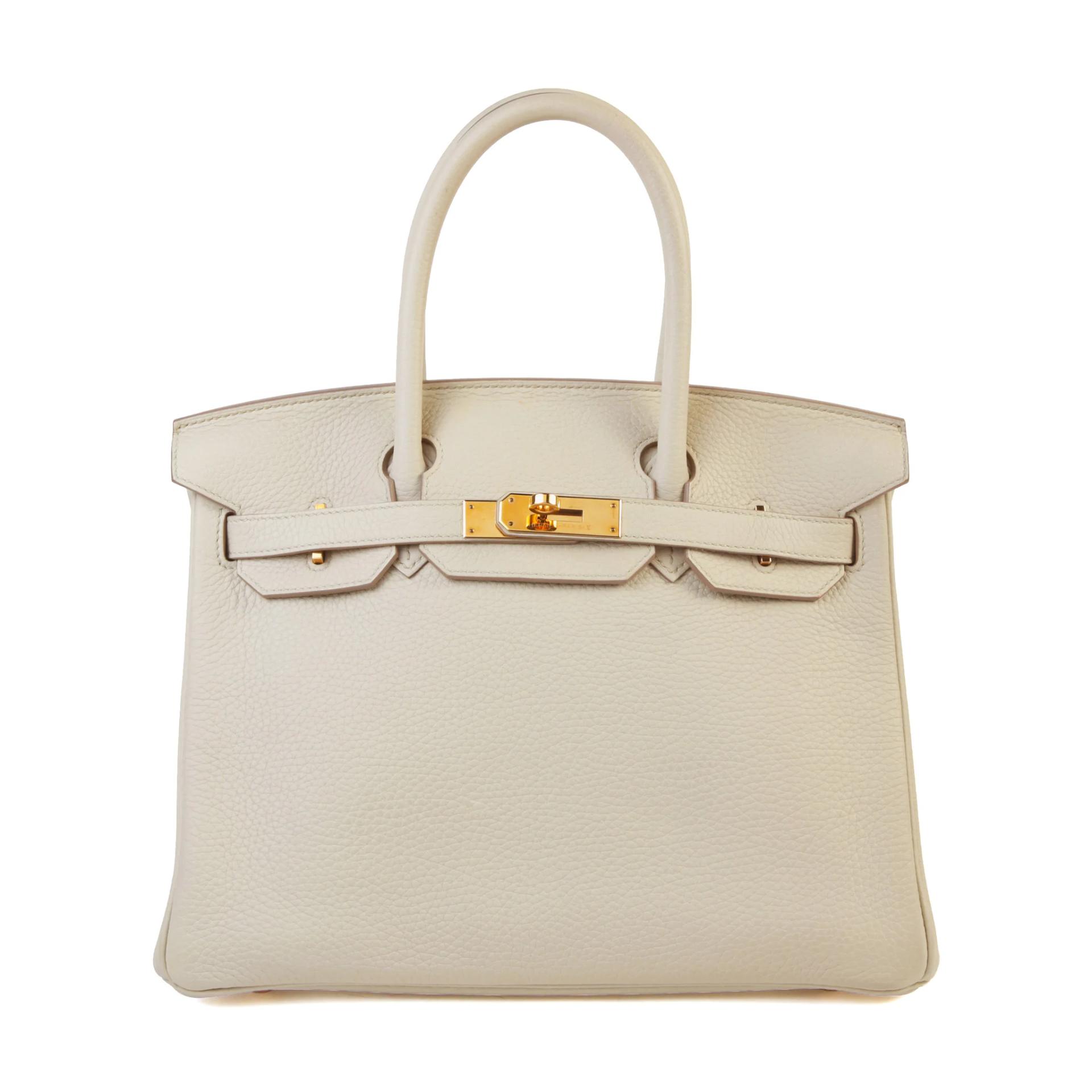 Very Good ( Rank A) HERMÈS Birkin 30 Beton (8L) Clemence Rose Gold hardware D (2019) - 1
