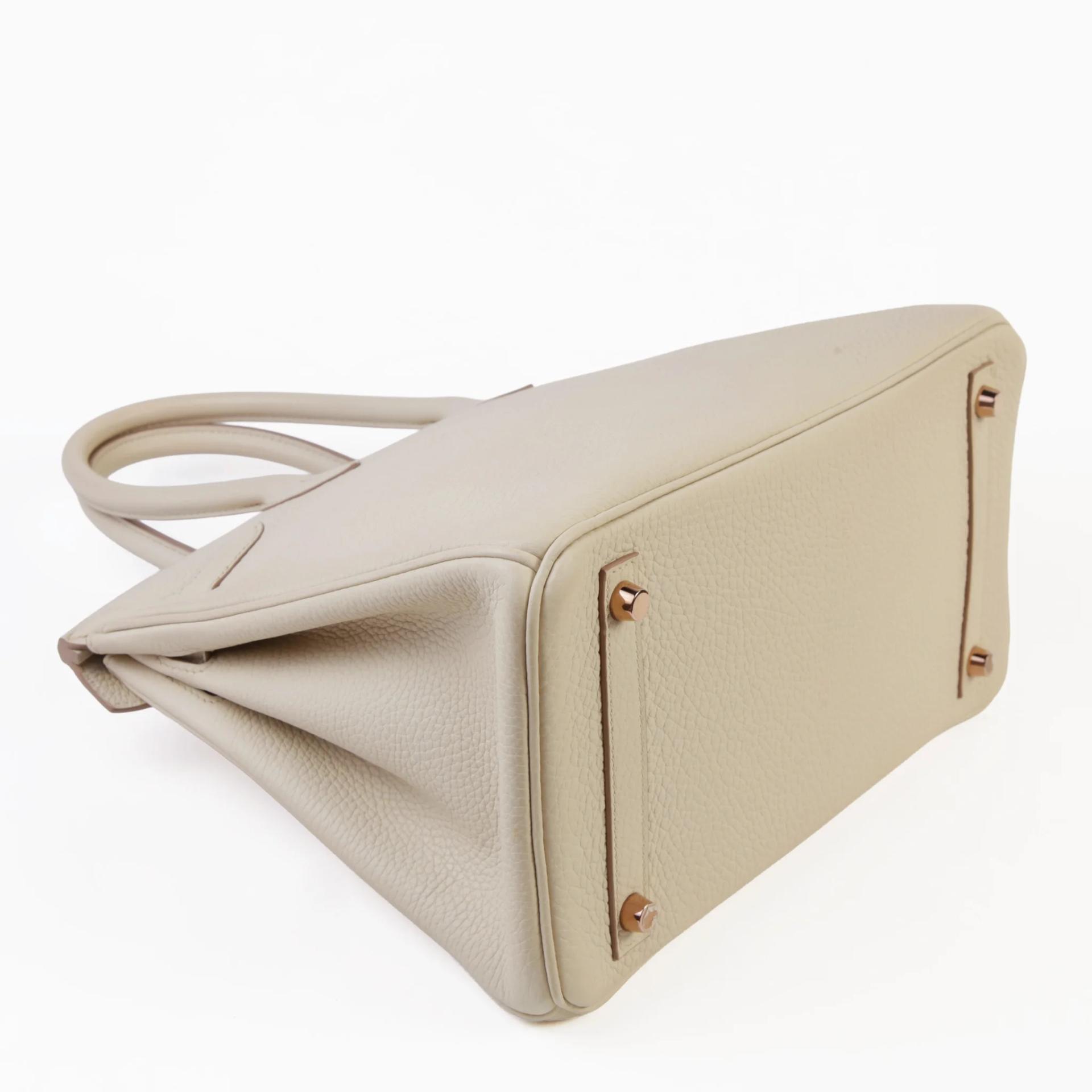 Very Good ( Rank A) HERMÈS Birkin 30 Beton (8L) Clemence Rose Gold hardware D (2019) - 6