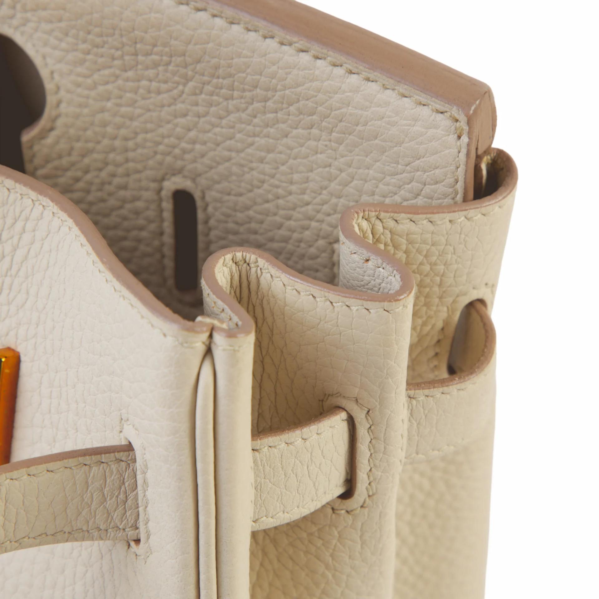 Very Good ( Rank A) HERMÈS Birkin 30 Beton (8L) Clemence Rose Gold hardware D (2019) - 11