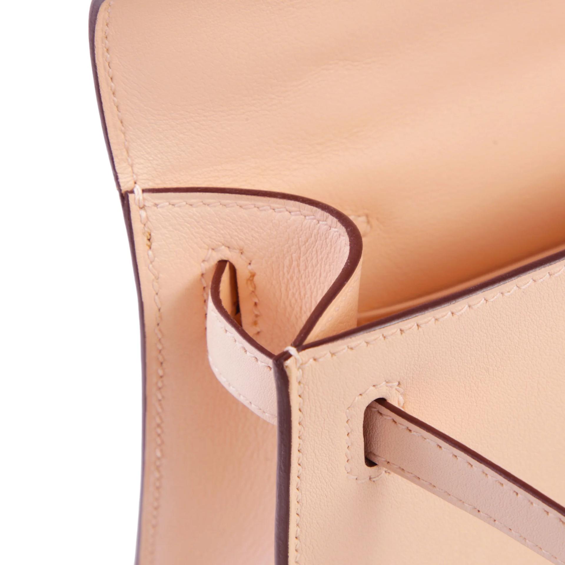 Very Good ( Rank A) HERMÈS Kelly Pochette Rose Eglantine (P1) Swift Palladium hardware X (2016) - 13
