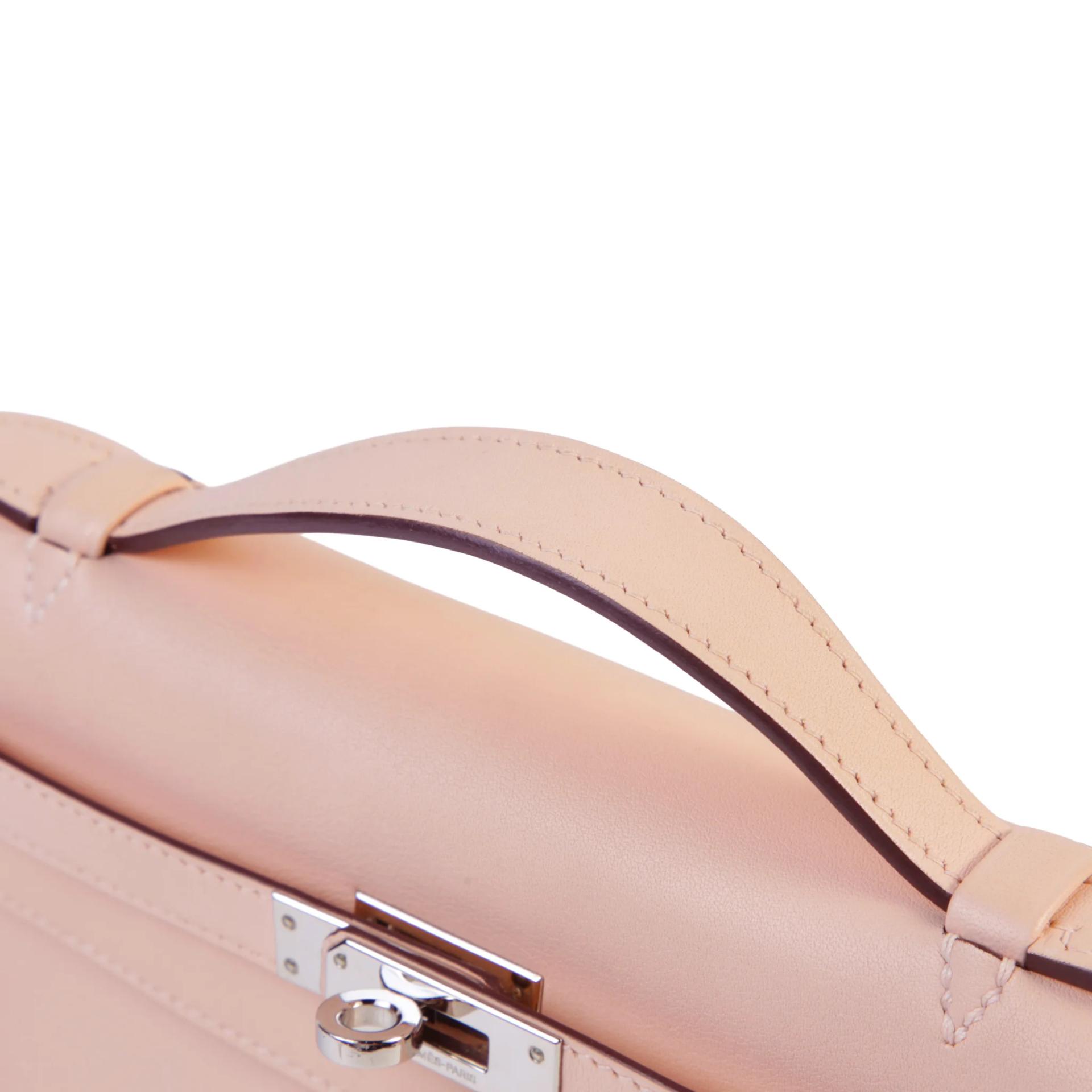 Very Good ( Rank A) HERMÈS Kelly Pochette Rose Eglantine (P1) Swift Palladium hardware X (2016) - 3