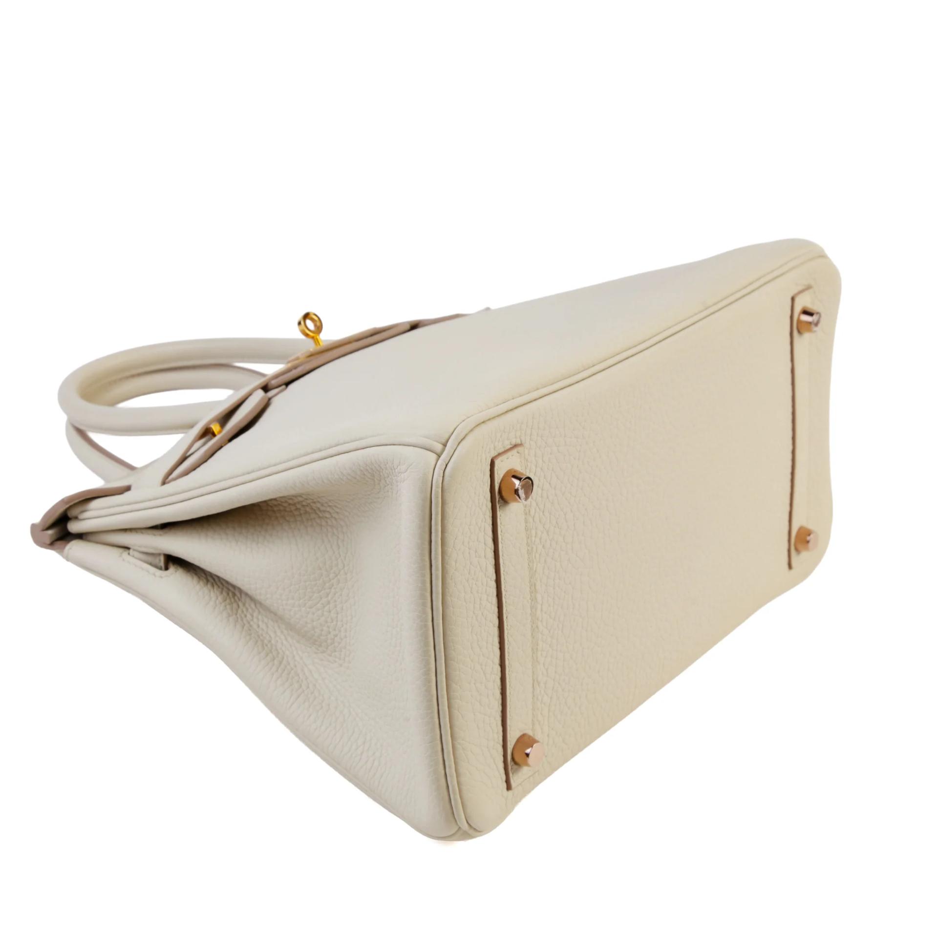Very Good ( Rank A) HERMÈS Birkin 30 Beton (8L) Clemence Rose Gold hardware D (2019) - 4