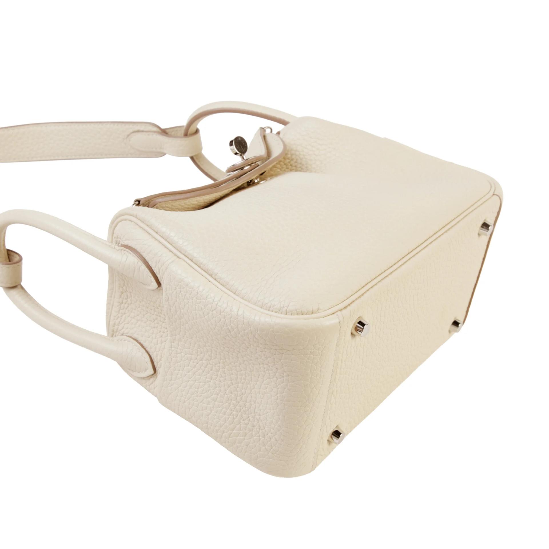 Very Good ( Rank A) HERMÈS Mini Lindy II Craie (10) Clemence Palladium hardware Z (2021) - 5