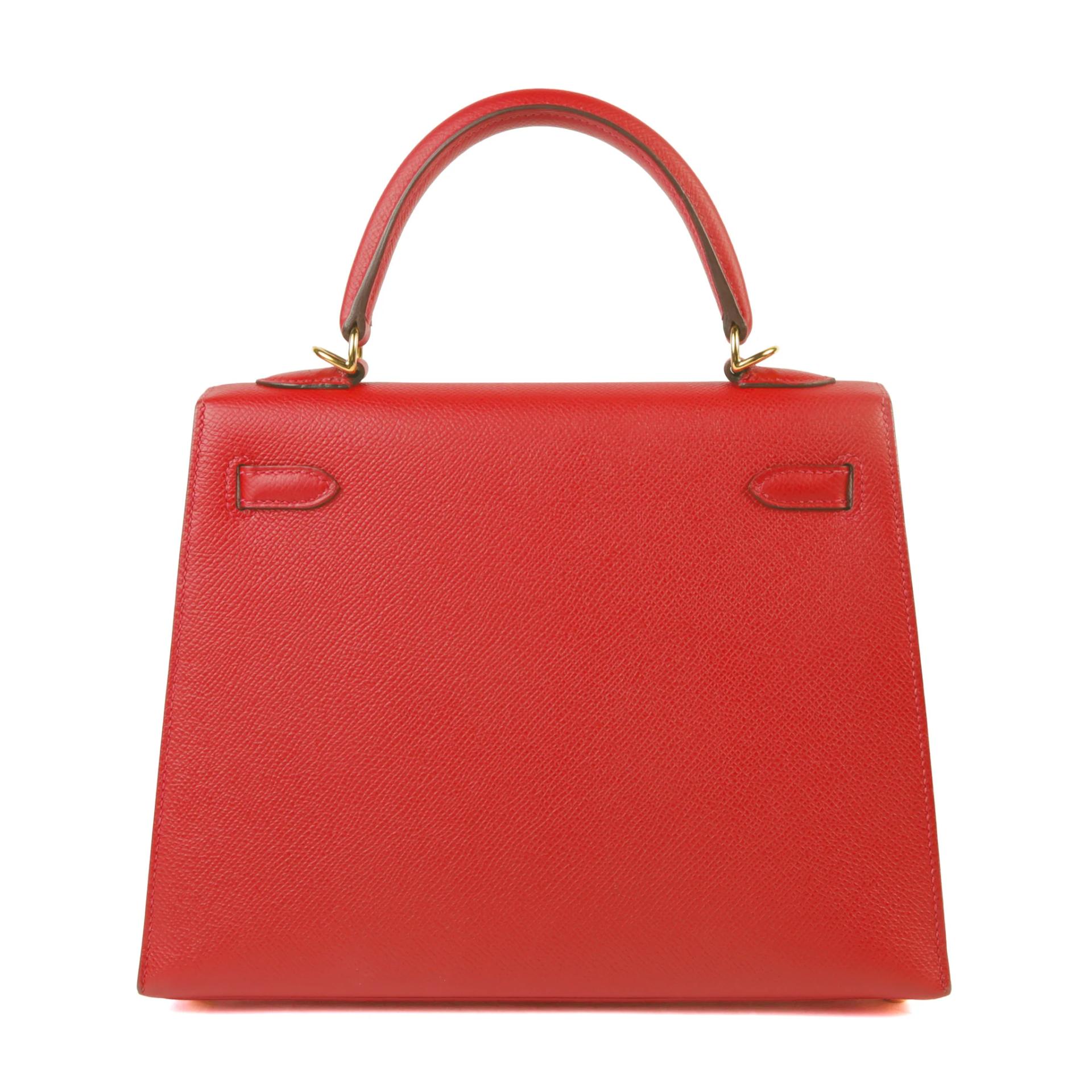Very Good ( Rank A) HERMÈS Kelly 25 Sellier Rouge Casaque (Q5) Epsom Gold hardware X (2016) - 2