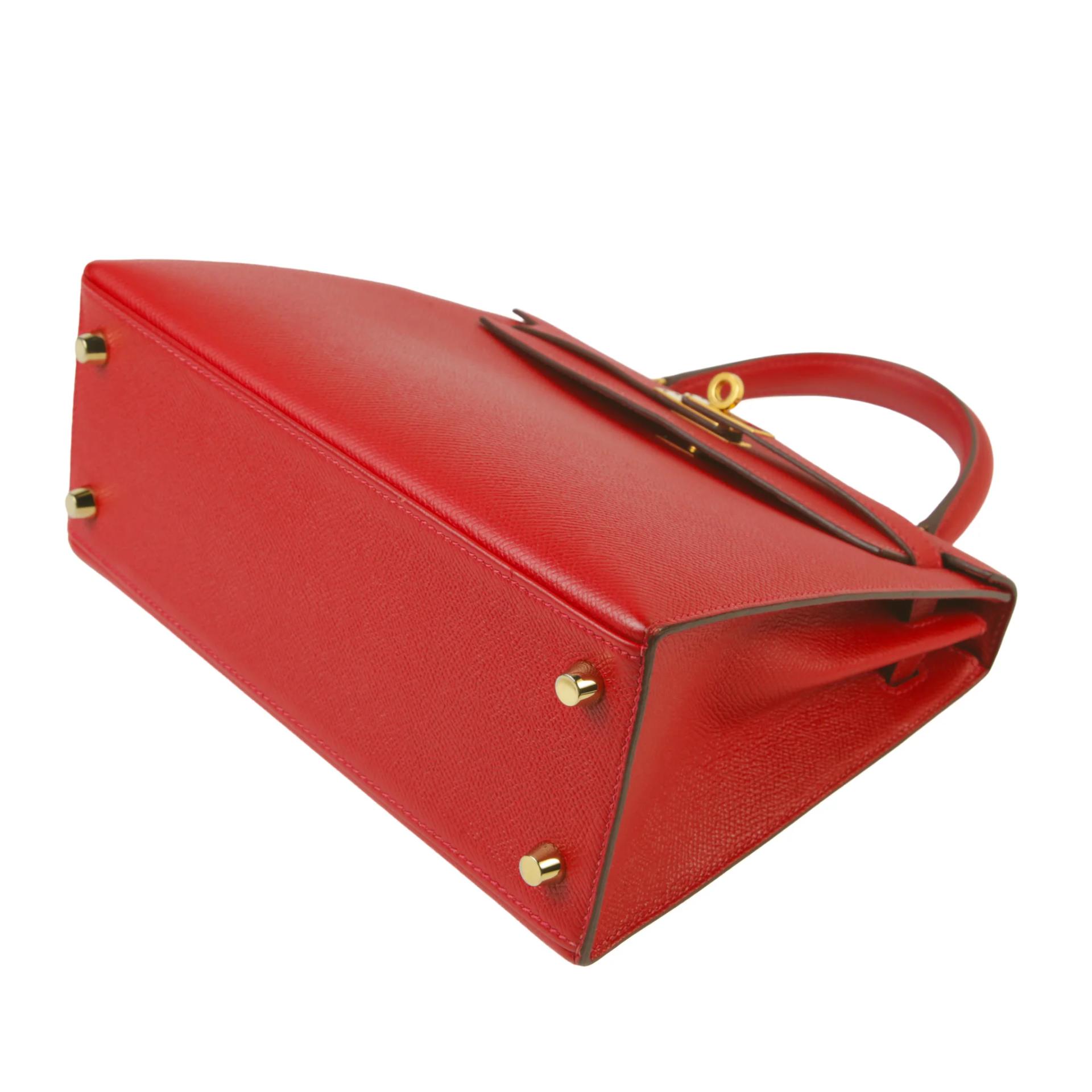 Very Good ( Rank A) HERMÈS Kelly 25 Sellier Rouge Casaque (Q5) Epsom Gold hardware X (2016) - 5
