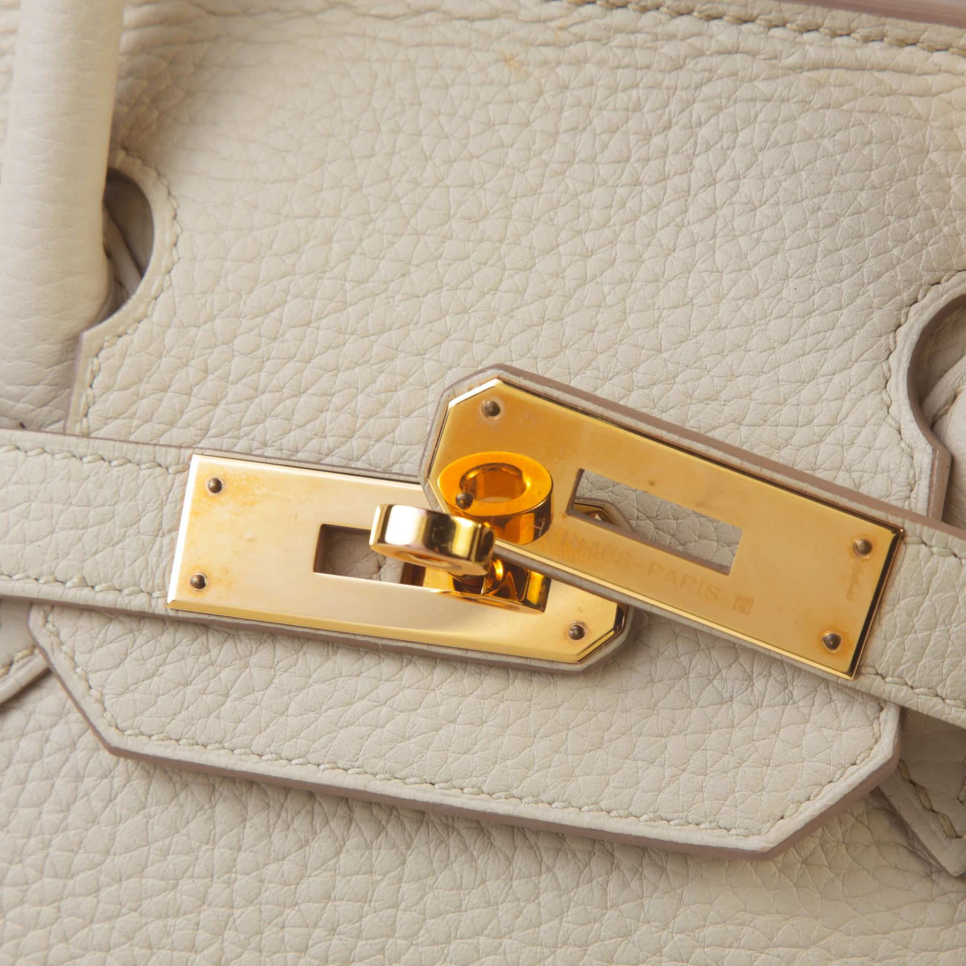 Very Good ( Rank A) HERMÈS Birkin 30 Beton (8L) Clemence Rose Gold hardware D (2019) - 8