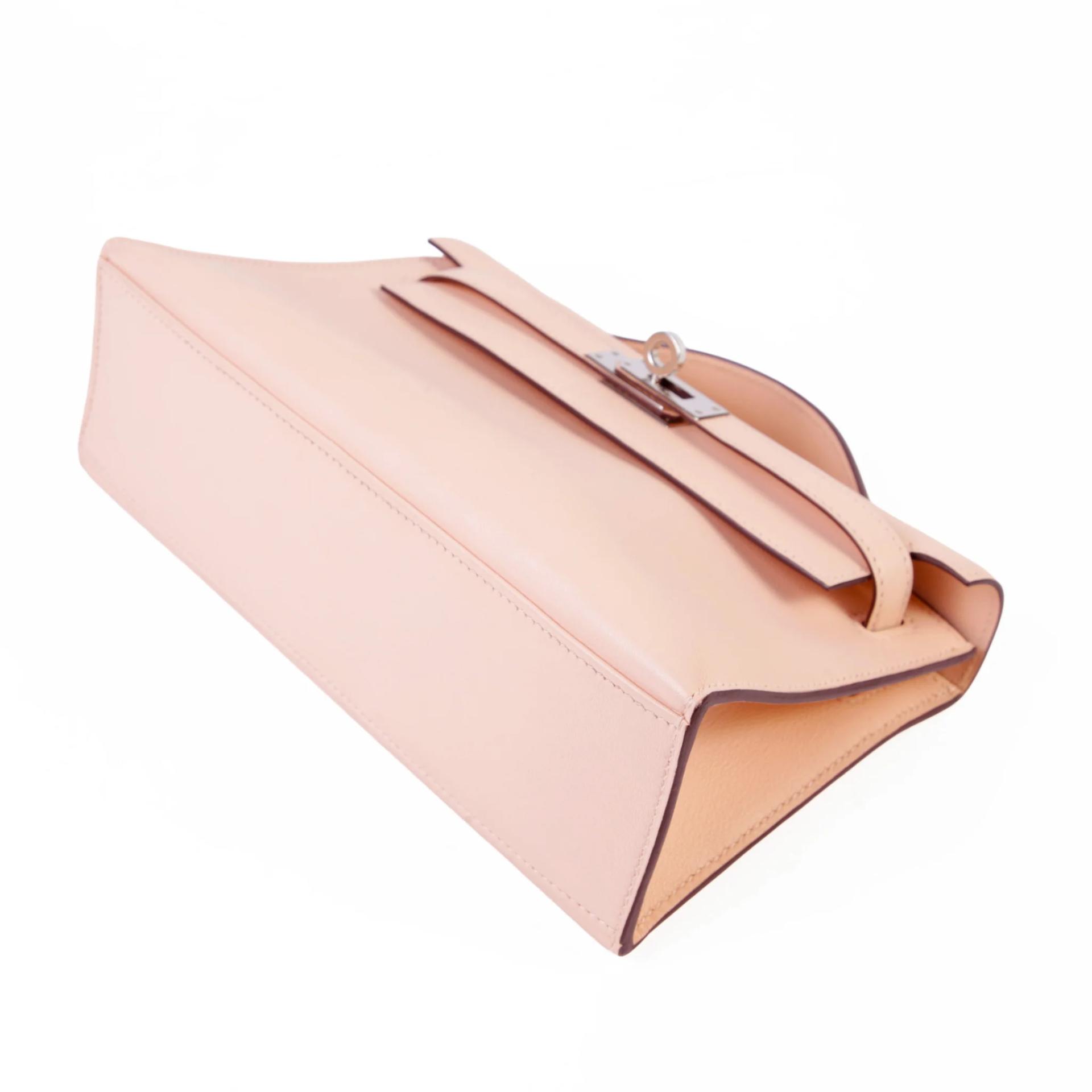 Very Good ( Rank A) HERMÈS Kelly Pochette Rose Eglantine (P1) Swift Palladium hardware X (2016) - 5