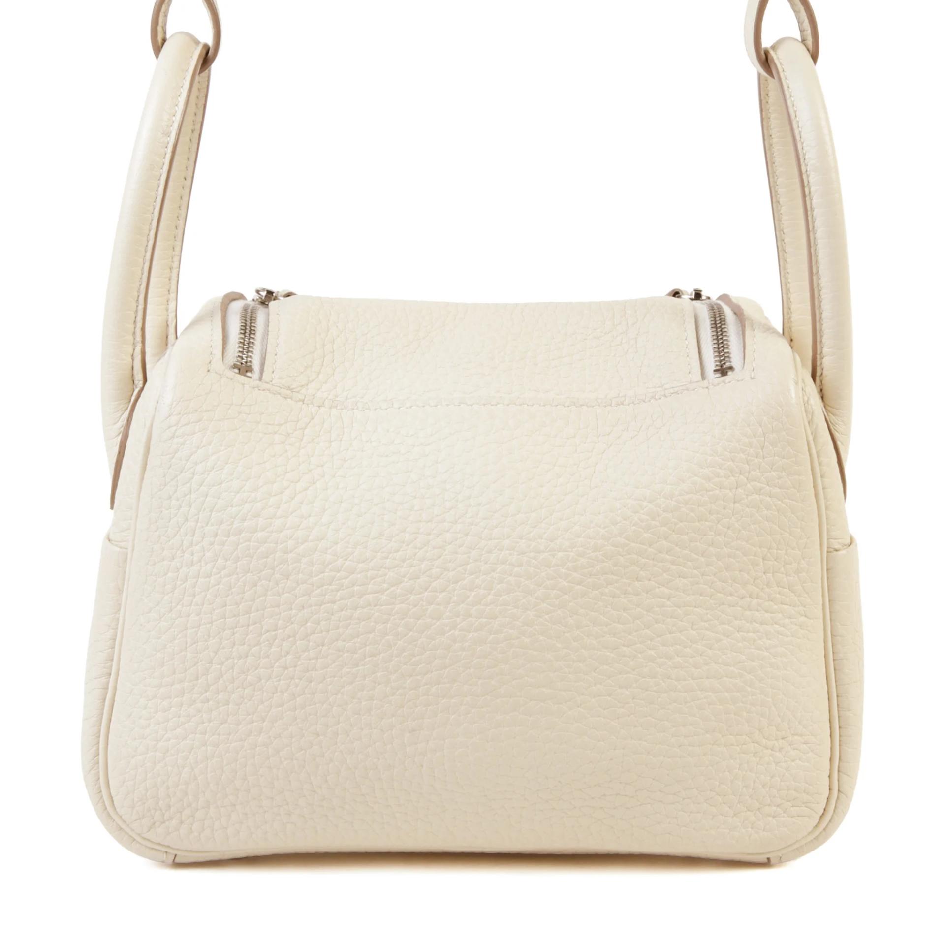 Very Good ( Rank A) HERMÈS Mini Lindy II Craie (10) Clemence Palladium hardware Z (2021) - 2