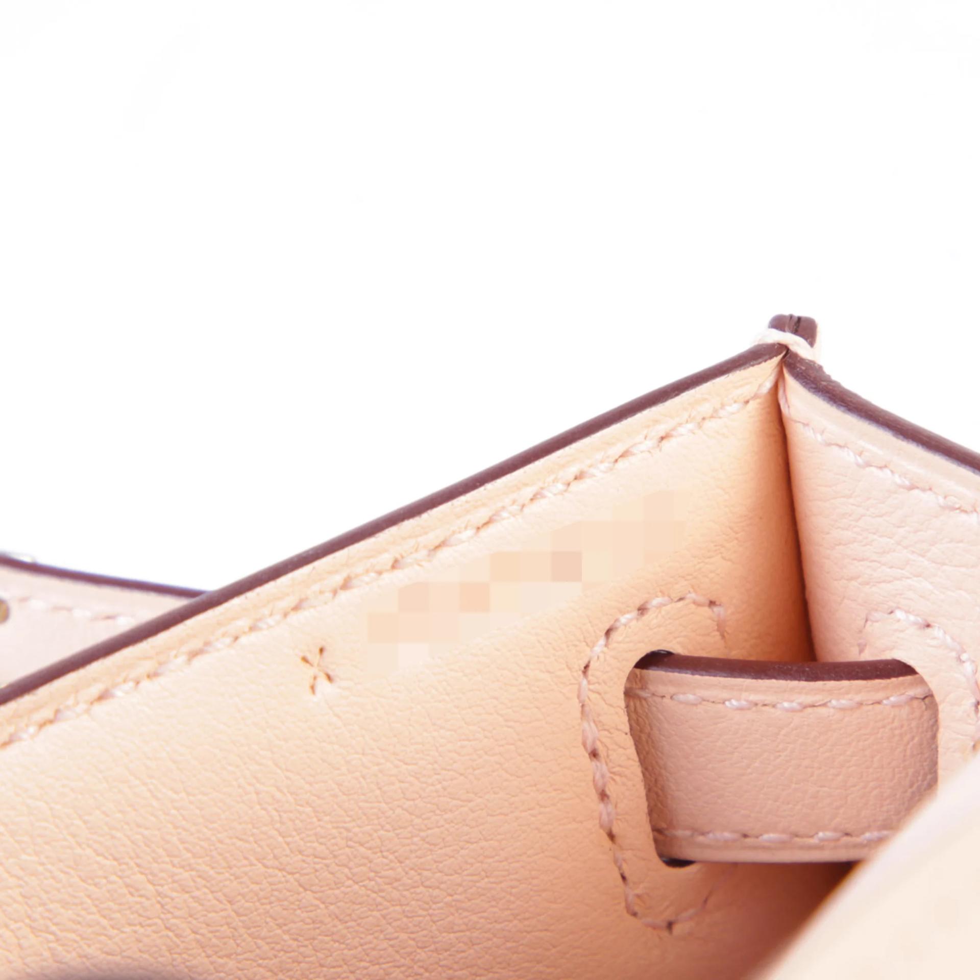 Very Good ( Rank A) HERMÈS Kelly Pochette Rose Eglantine (P1) Swift Palladium hardware X (2016) - 14