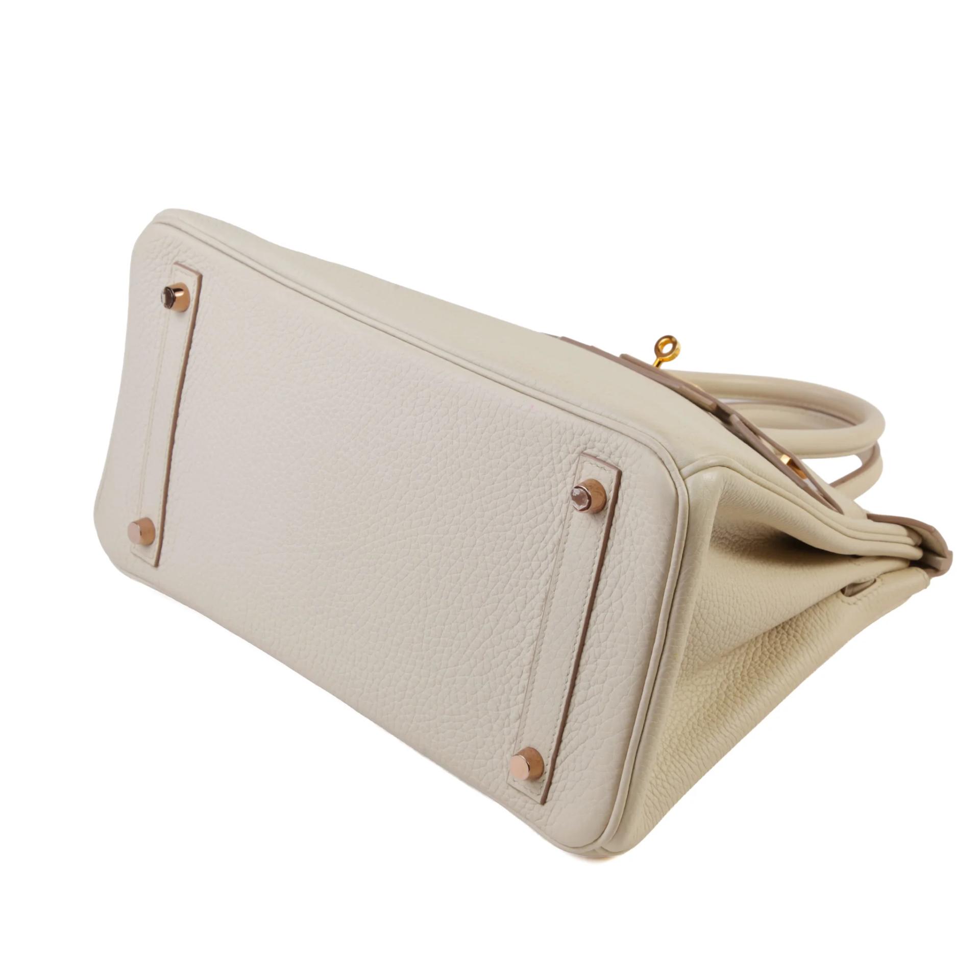 Very Good ( Rank A) HERMÈS Birkin 30 Beton (8L) Clemence Rose Gold hardware D (2019) - 5
