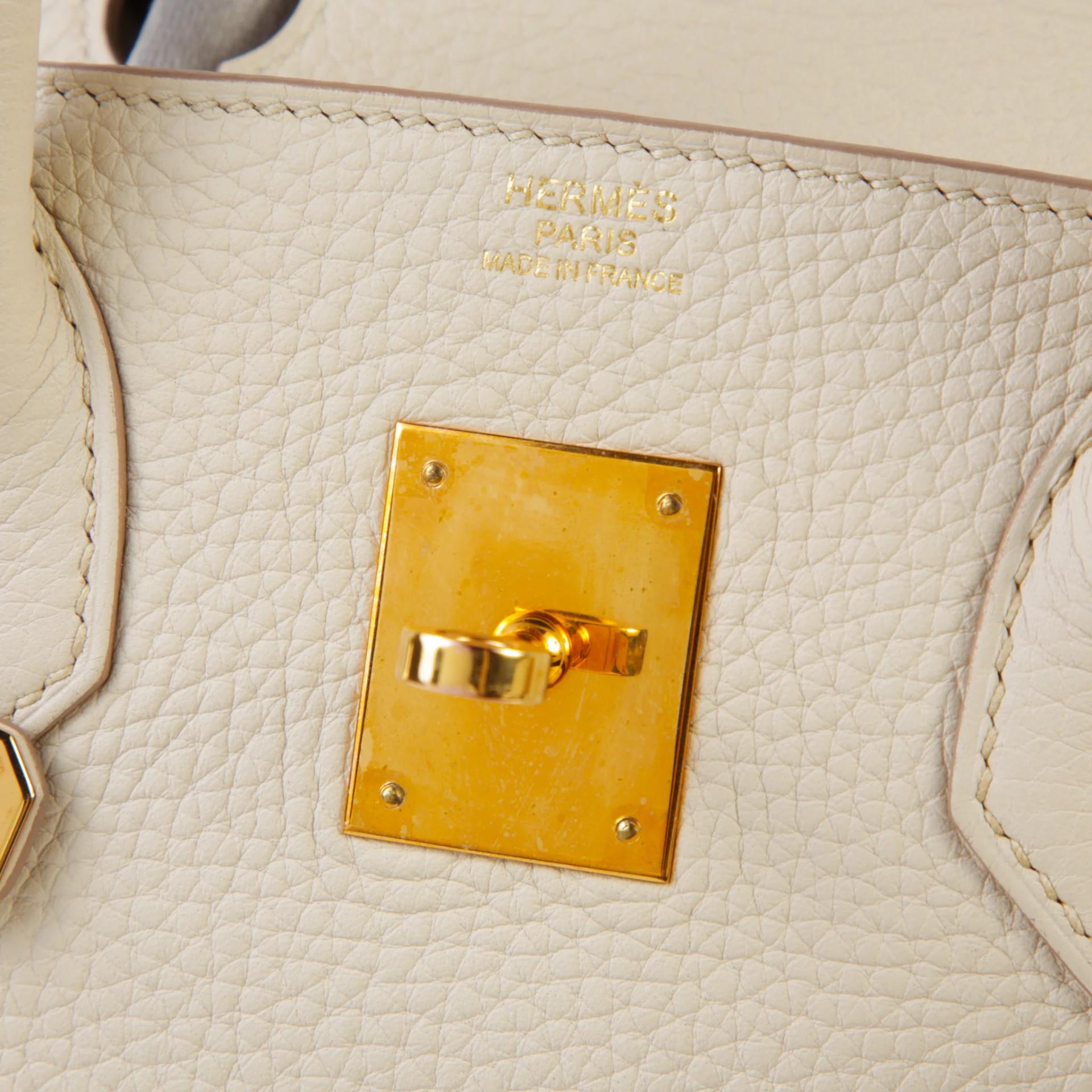 Very Good ( Rank A) HERMÈS Birkin 30 Beton (8L) Clemence Rose Gold hardware D (2019) - 9