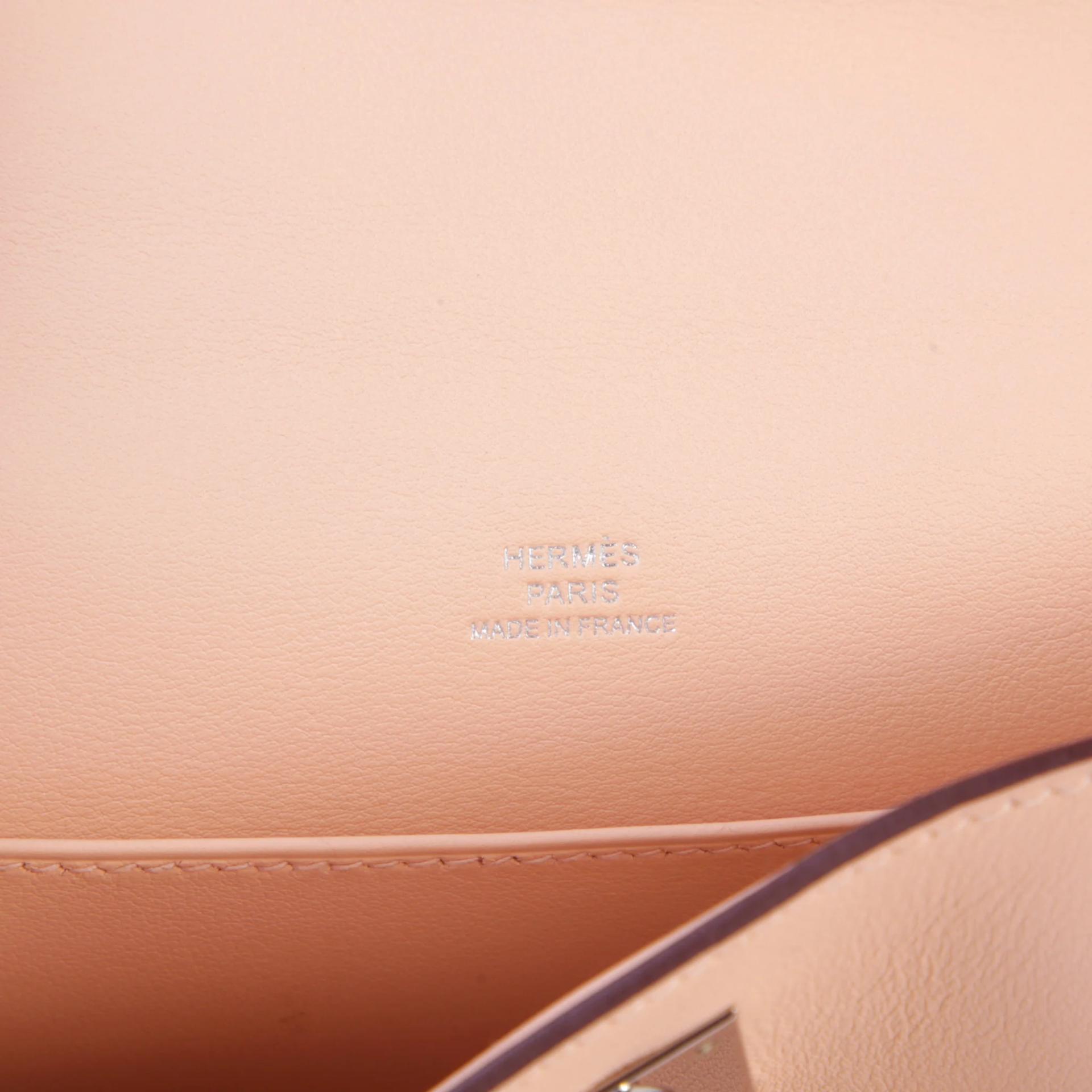 Very Good ( Rank A) HERMÈS Kelly Pochette Rose Eglantine (P1) Swift Palladium hardware X (2016) - 10