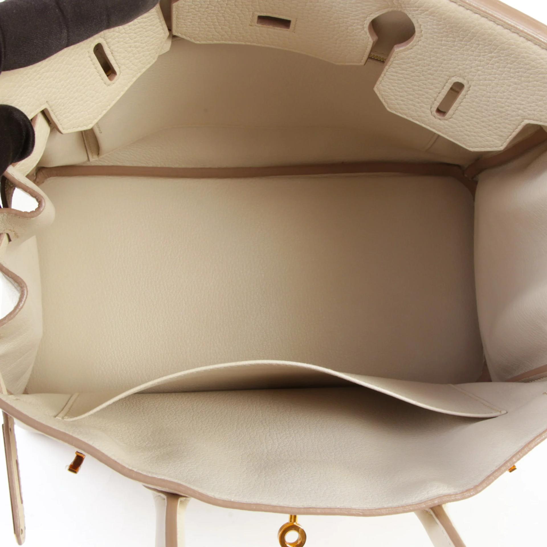 Very Good ( Rank A) HERMÈS Birkin 30 Beton (8L) Clemence Rose Gold hardware D (2019) - 10