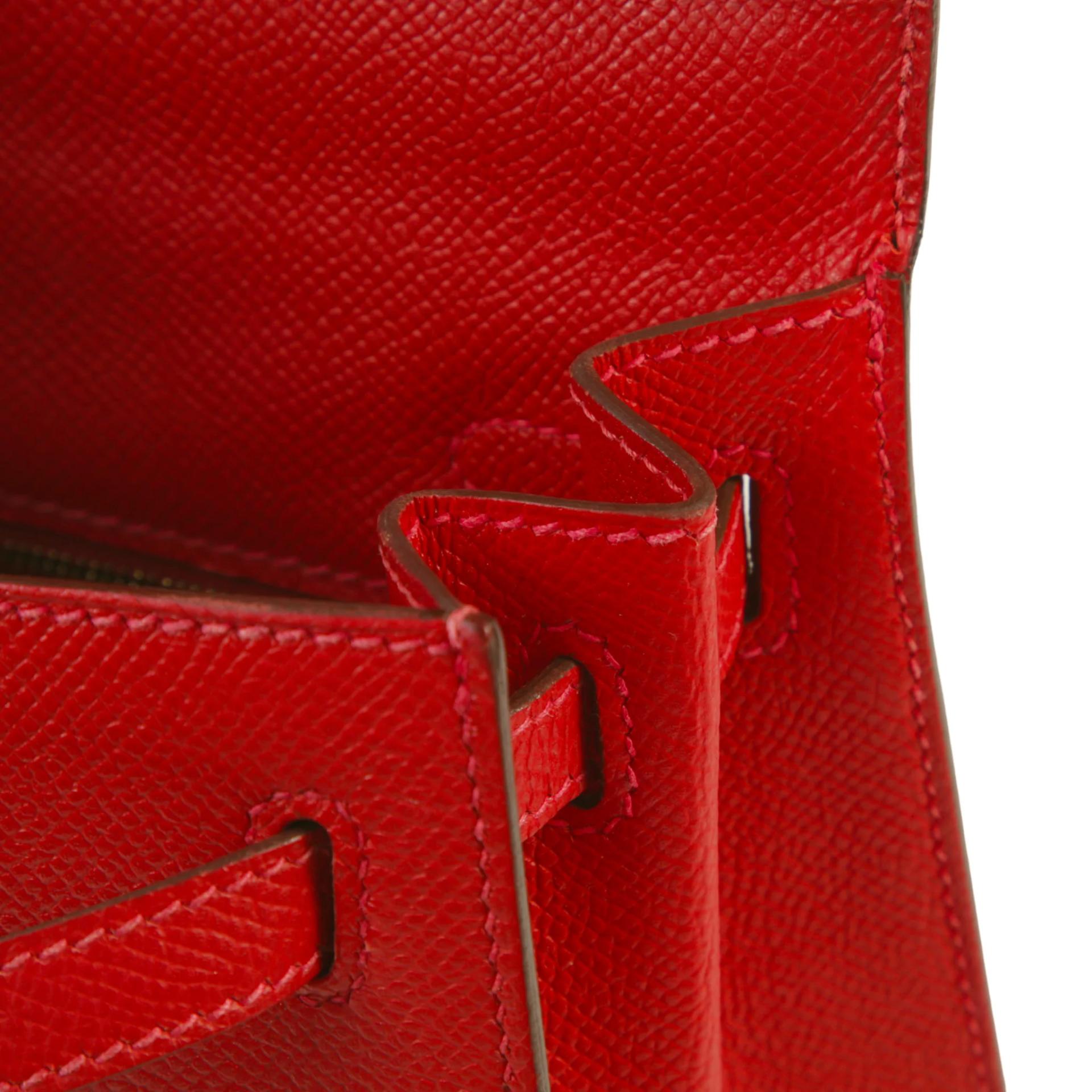 Very Good ( Rank A) HERMÈS Kelly 25 Sellier Rouge Casaque (Q5) Epsom Gold hardware X (2016) - 10