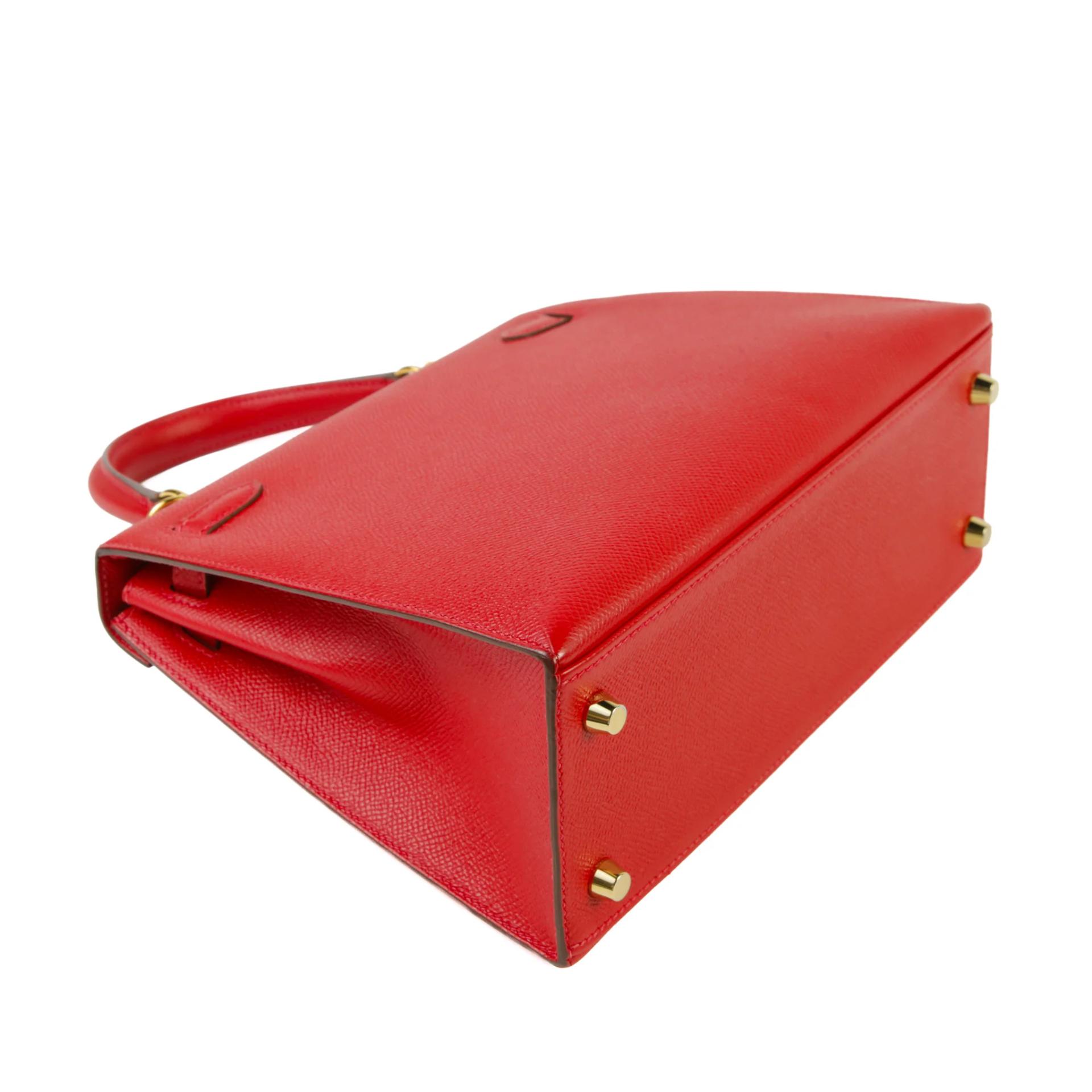 Very Good ( Rank A) HERMÈS Kelly 25 Sellier Rouge Casaque (Q5) Epsom Gold hardware X (2016) - 6
