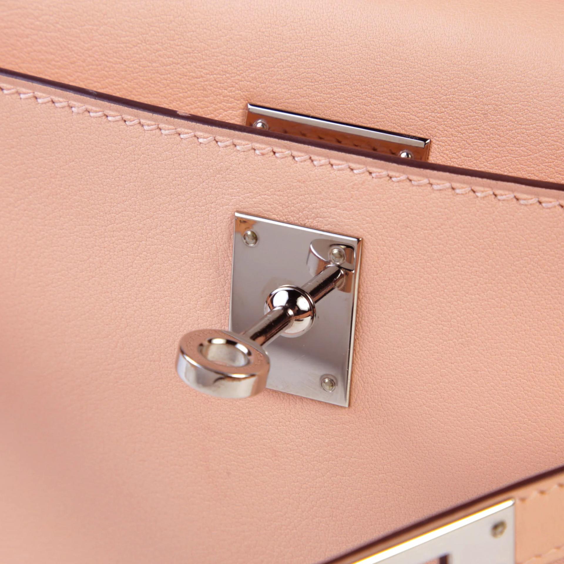 Very Good ( Rank A) HERMÈS Kelly Pochette Rose Eglantine (P1) Swift Palladium hardware X (2016) - 9