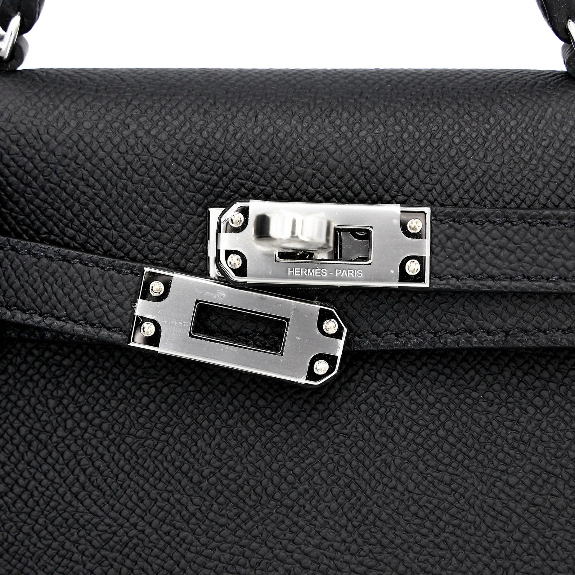 Brand New ( Rank N ) HERMÈS Mini Kelly II Noir (89) Epsom Palladium hardware G (2026) - 8