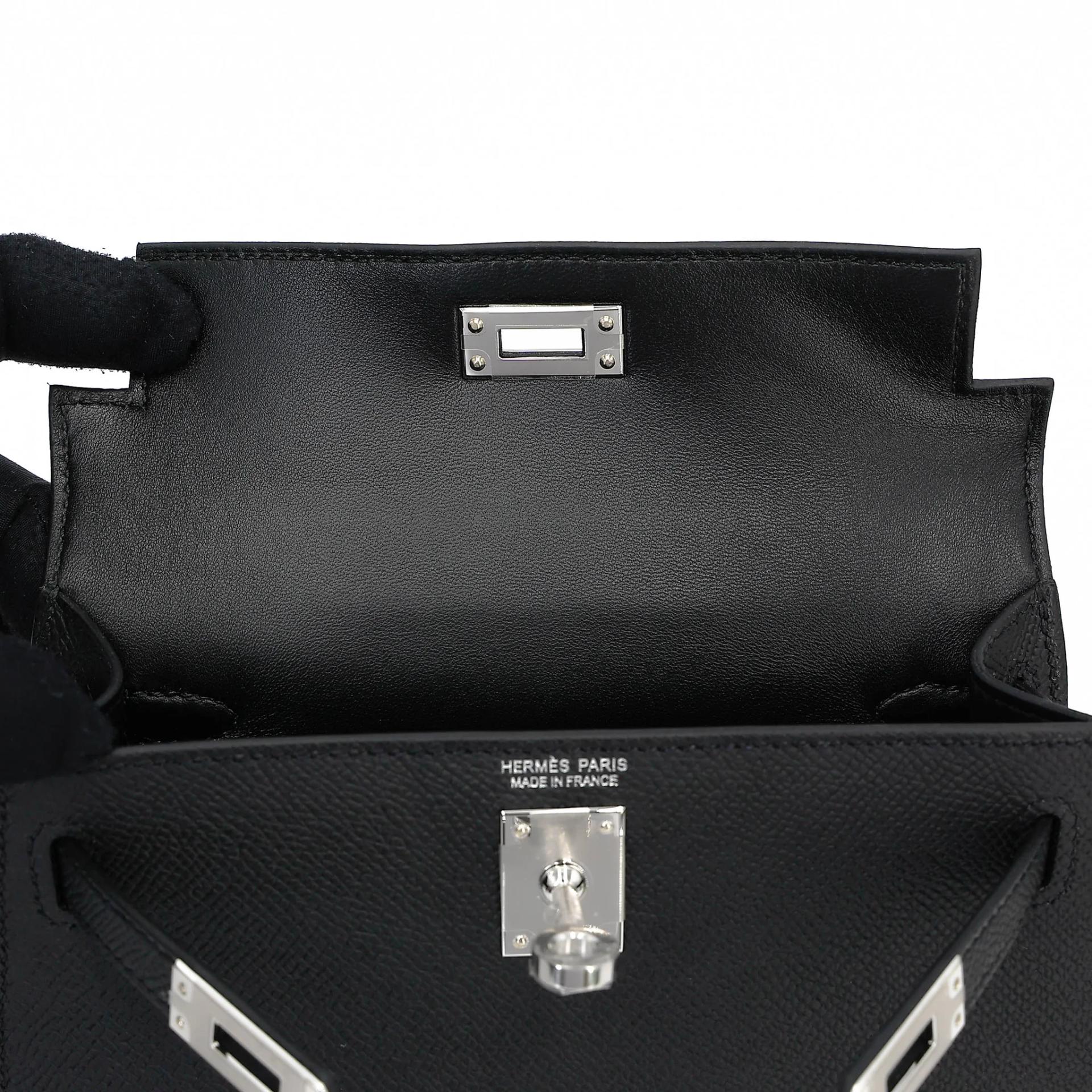 Brand New ( Rank N ) HERMÈS Mini Kelly II Noir (89) Epsom Palladium hardware G (2026) - 12