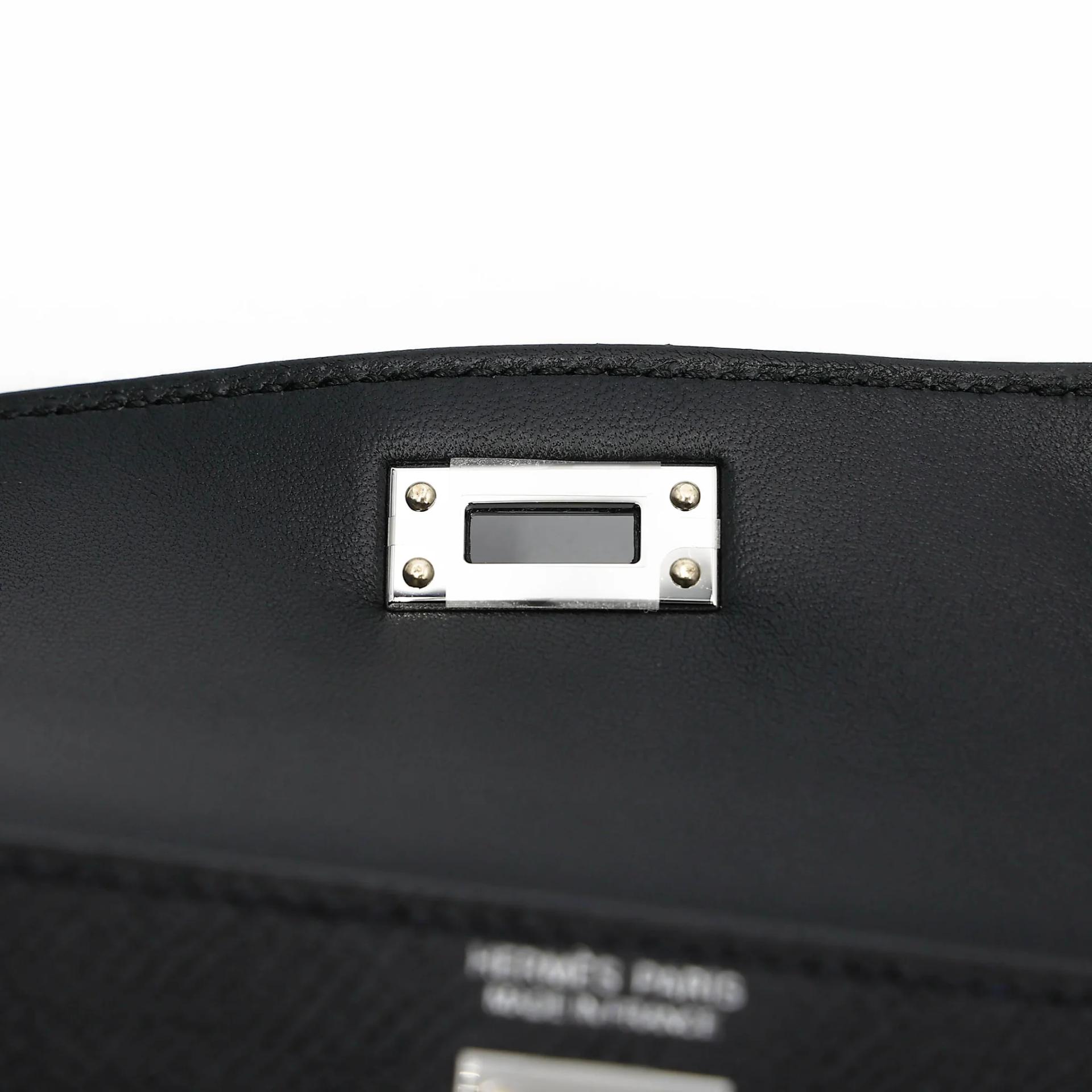 Brand New ( Rank N ) HERMÈS Mini Kelly II Noir (89) Epsom Palladium hardware G (2026) - 11