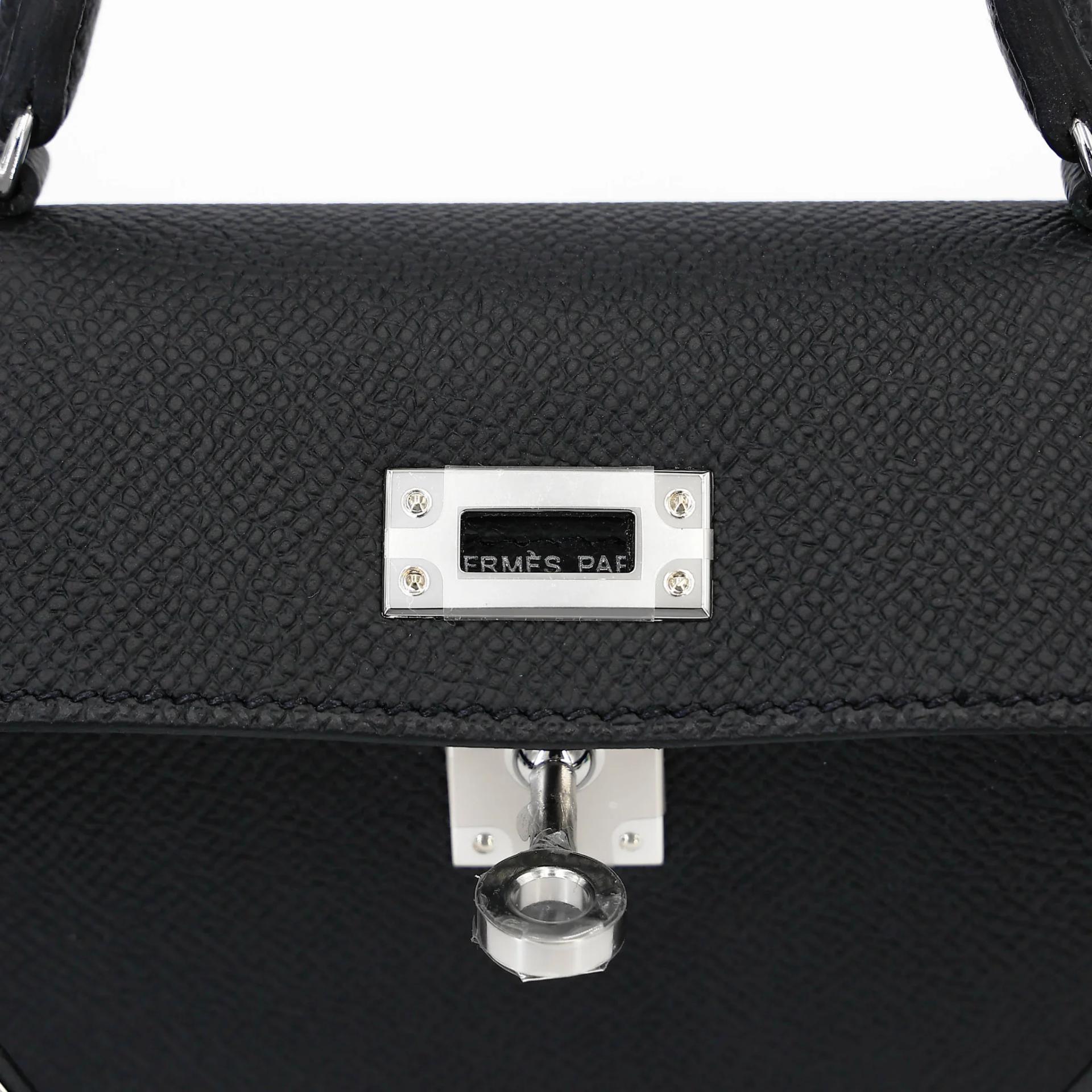 Brand New ( Rank N ) HERMÈS Mini Kelly II Noir (89) Epsom Palladium hardware G (2026) - 10