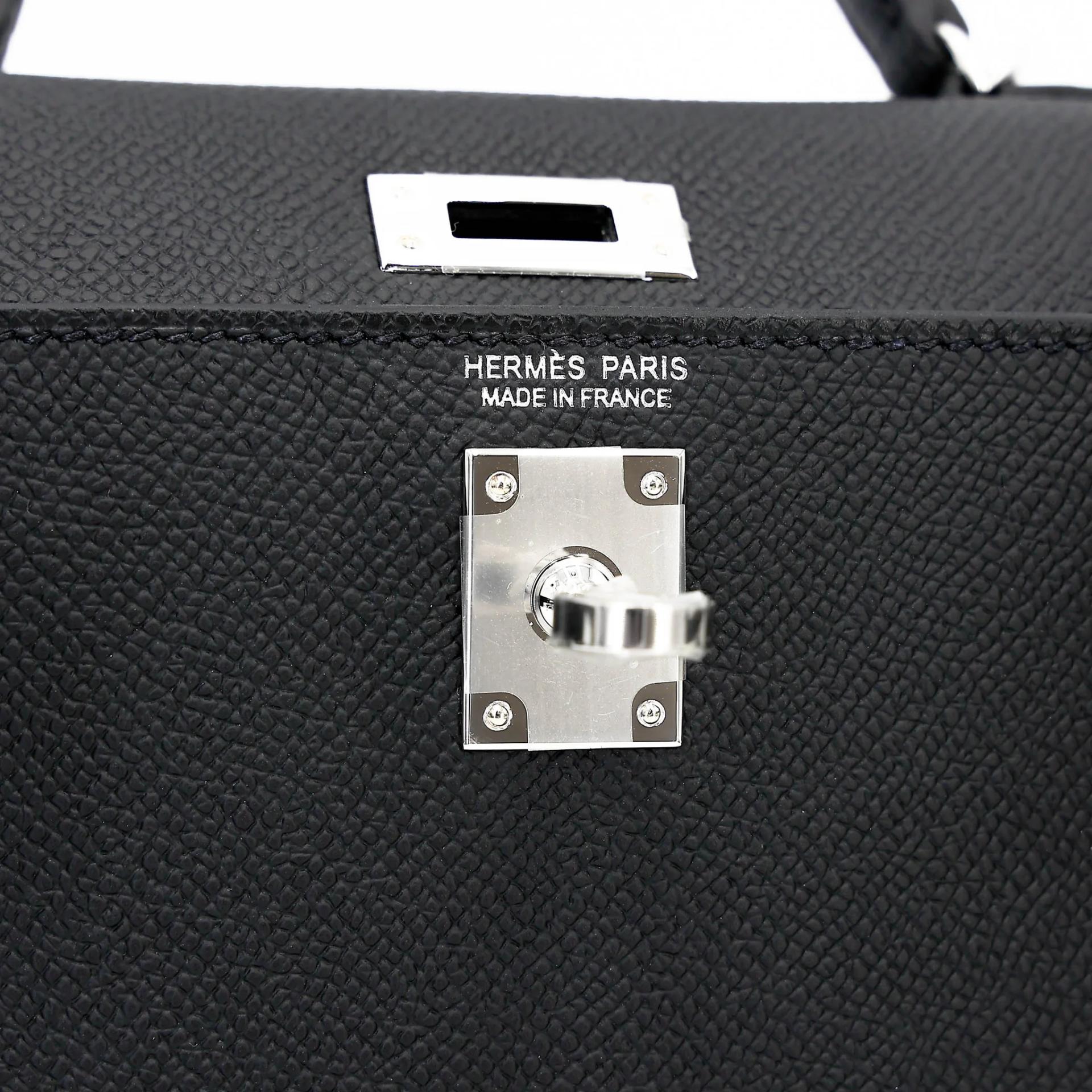 Brand New ( Rank N ) HERMÈS Mini Kelly II Noir (89) Epsom Palladium hardware G (2026) - 13