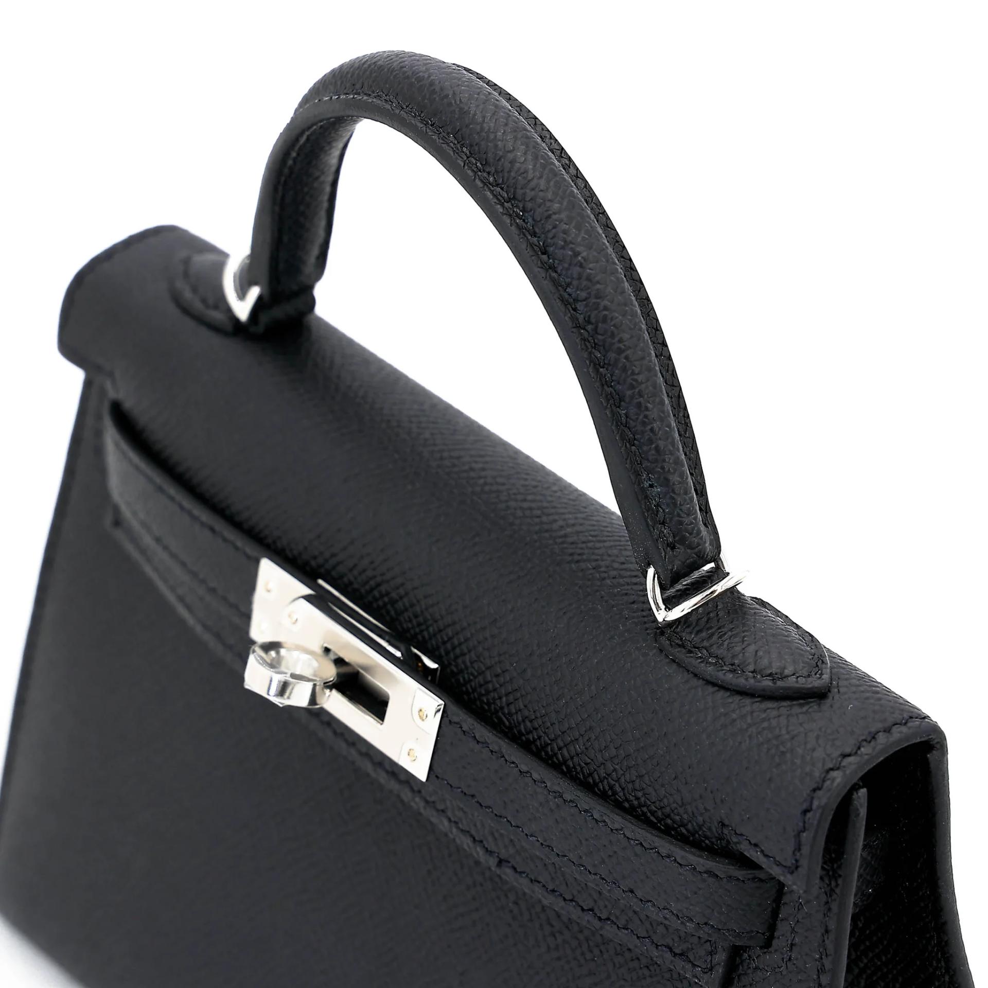 Brand New ( Rank N ) HERMÈS Mini Kelly II Noir (89) Epsom Palladium hardware G (2026) - 3