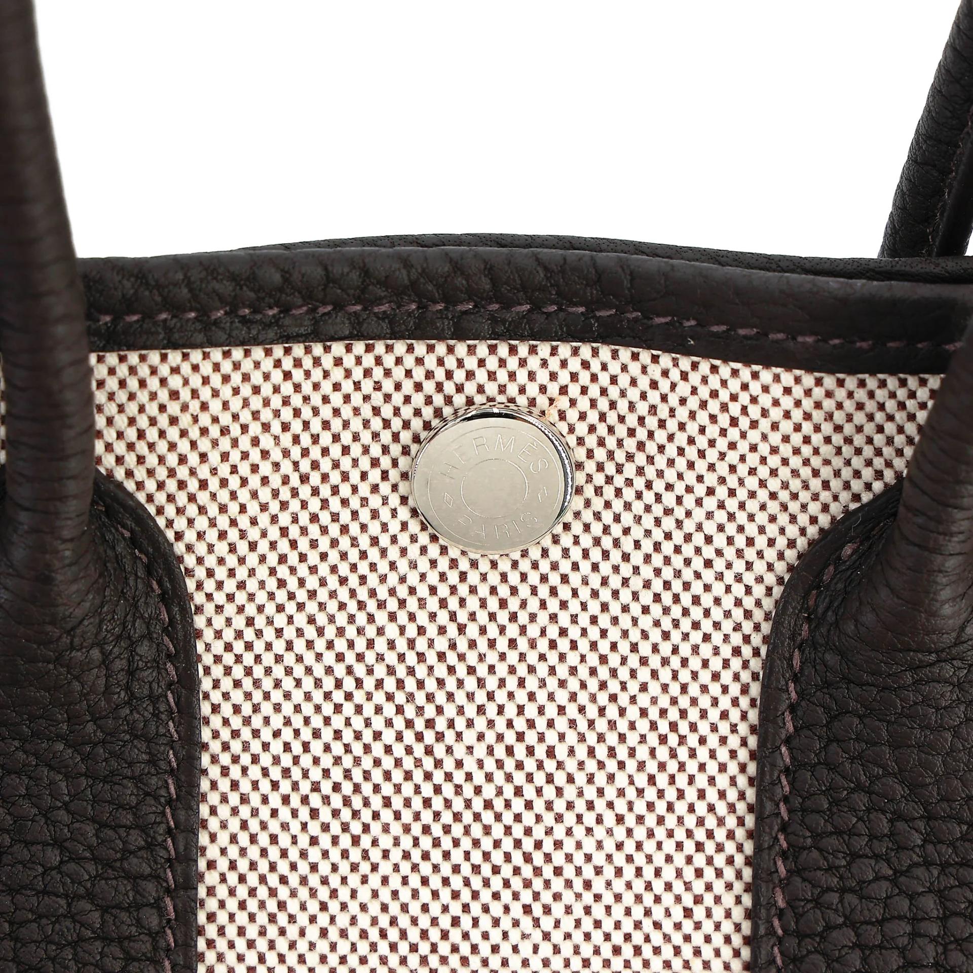 Brand New ( Rank N ) HERMÈS Neo Garden Party 23 Bai Brun(T3) Toile H canvas Negonda Palladium hardware G (2026) - 9