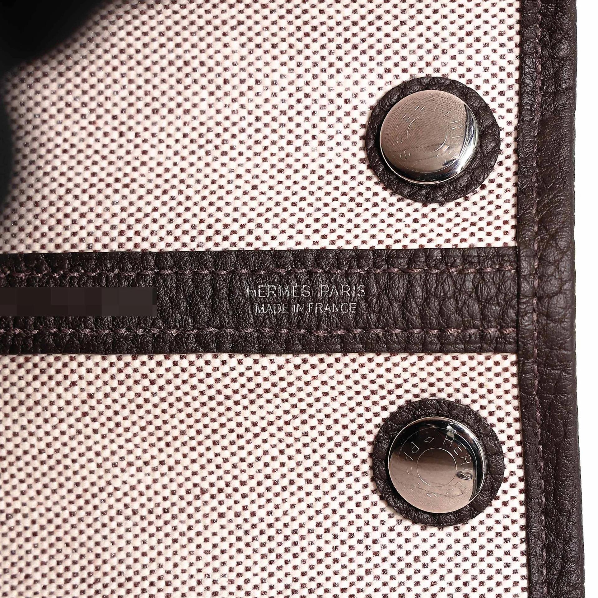 Brand New ( Rank N ) HERMÈS Neo Garden Party 23 Bai Brun(T3) Toile H canvas Negonda Palladium hardware G (2026) - 12