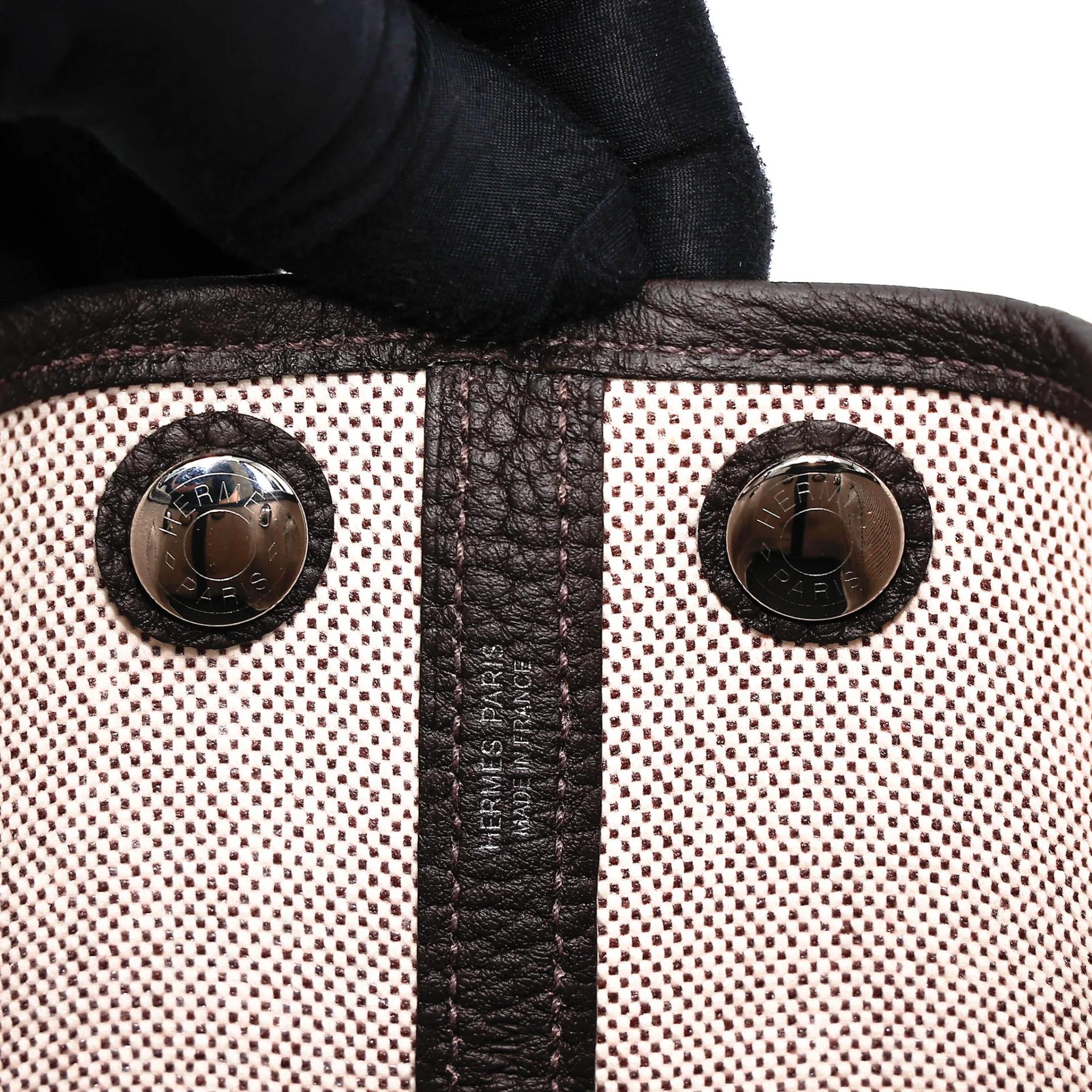 Brand New ( Rank N ) HERMÈS Neo Garden Party 23 Bai Brun(T3) Toile H canvas Negonda Palladium hardware G (2026) - 10