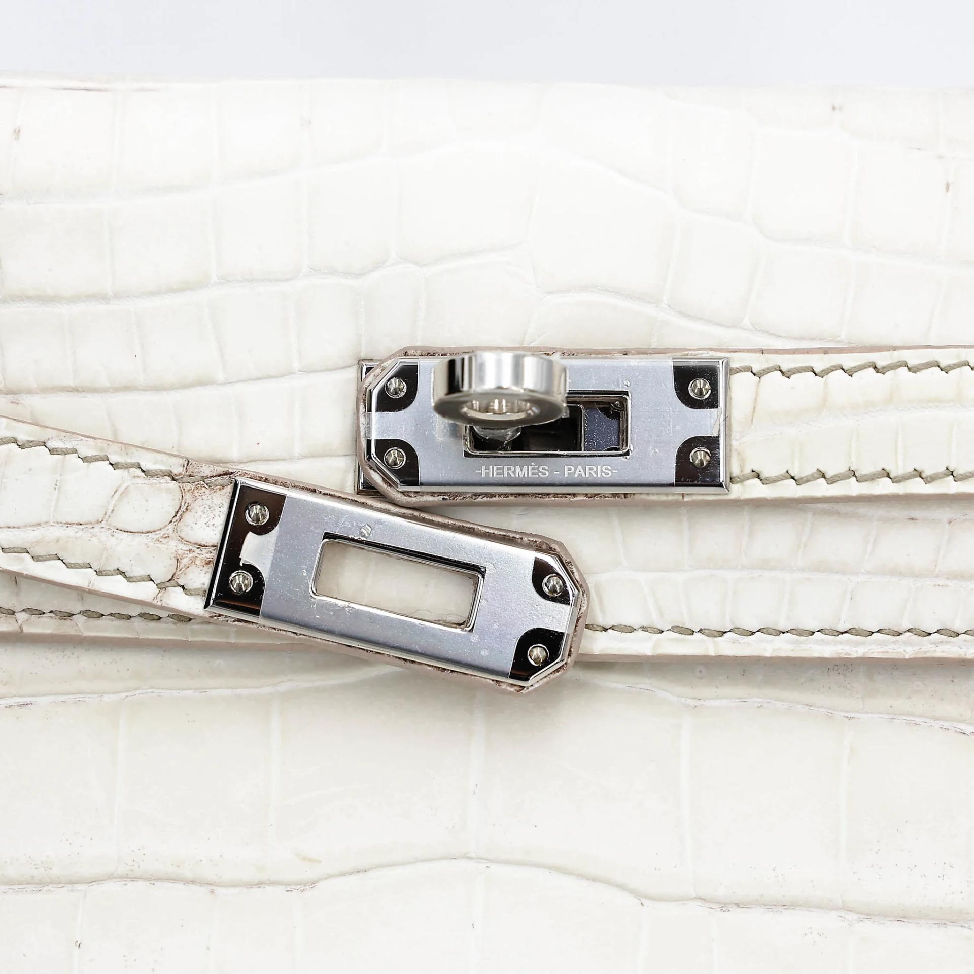 Unused ( Rank NS ) HERMÈS Limited Edition Kelly 25 Himalaya Matte Niloticus Crocodile Palladium hardware Y (2020) - 8