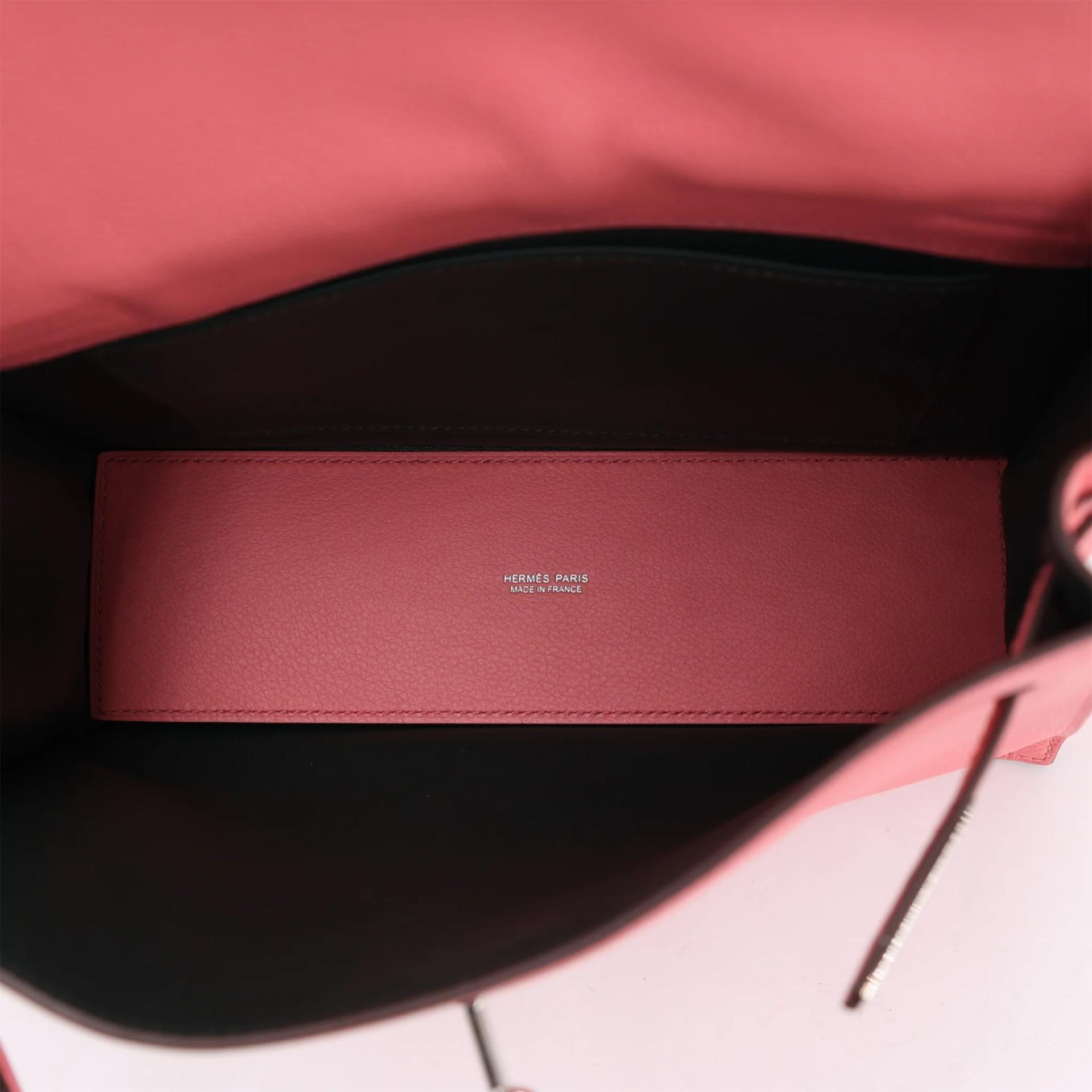 Excellent ( Rank SA ) HERMÈS Kelly Danse Verso Rose d’Ete (K4) Vert Titien (1T) Evercolor Palladium hardware B (2023) - 12