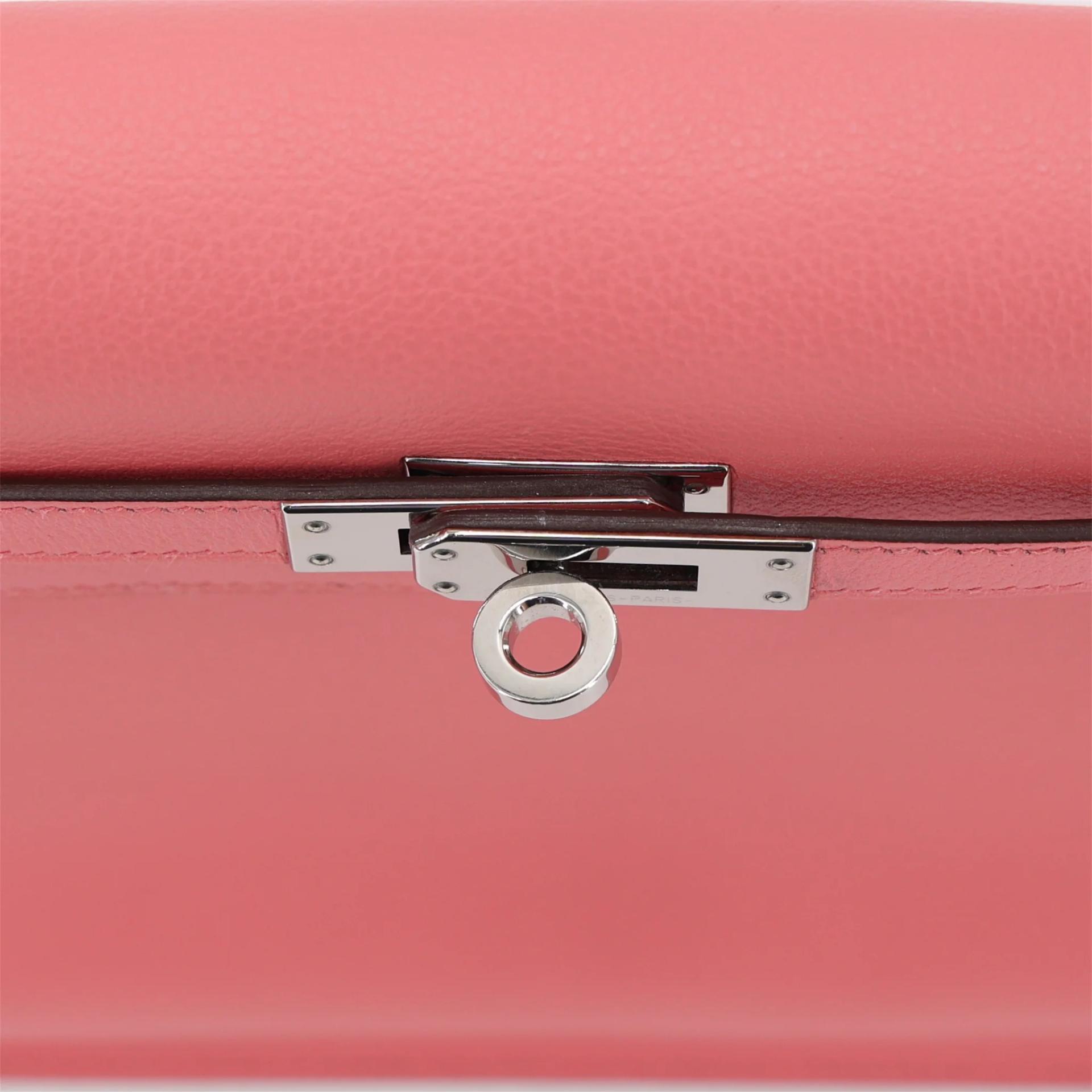 Excellent ( Rank SA ) HERMÈS Kelly Danse Verso Rose d’Ete (K4) Vert Titien (1T) Evercolor Palladium hardware B (2023) - 8