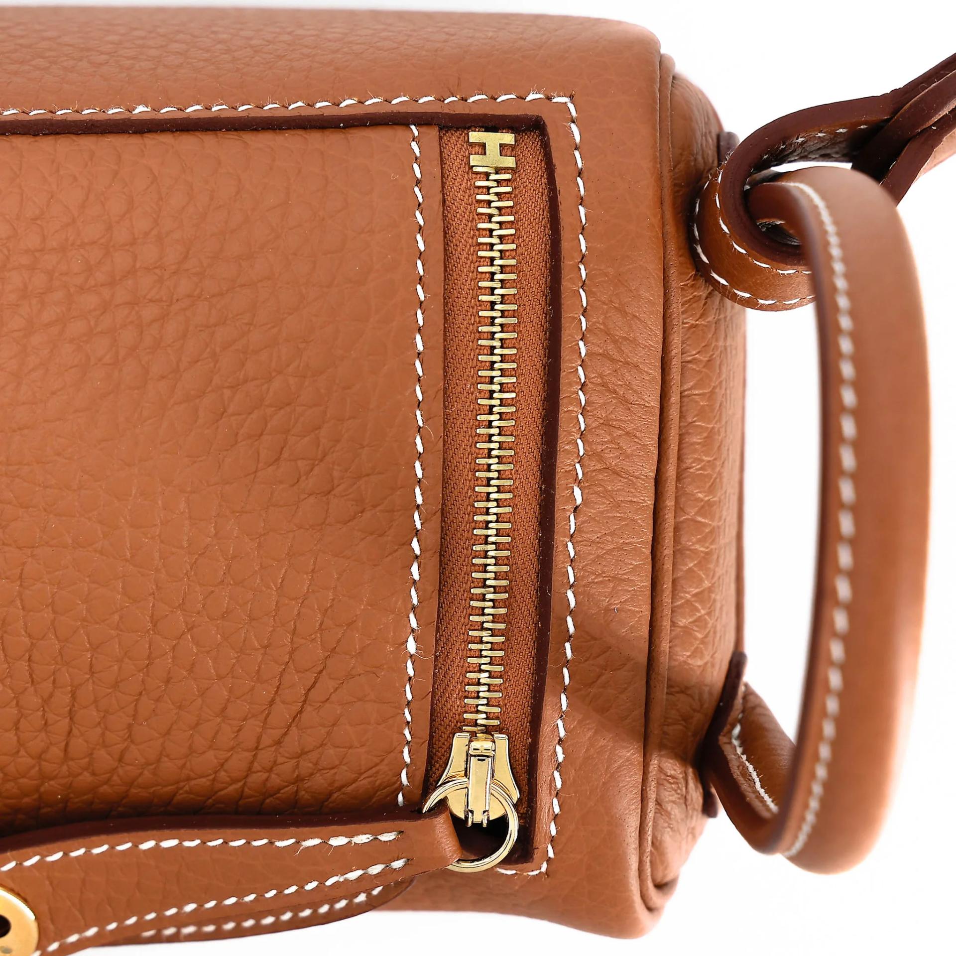 Brand New ( Rank N ) HERMÈS Mini Lindy II Gold (37) Clemence Gold hardware G (2026) - 8