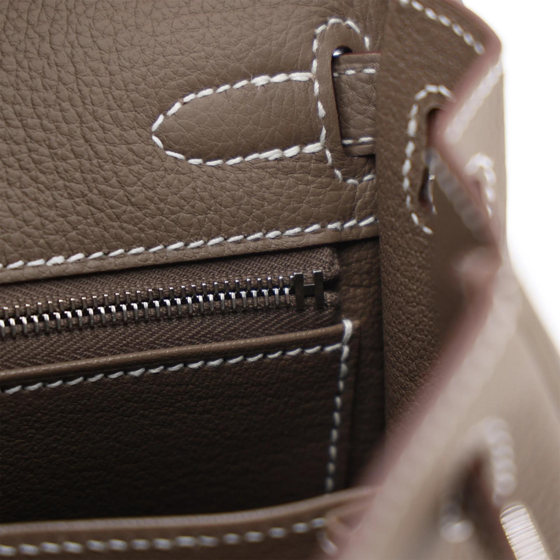 Brand New ( Rank N ) HERMÈS Kelly 25 Etoupe (18) Togo Palladium hardware G (2026) - 15