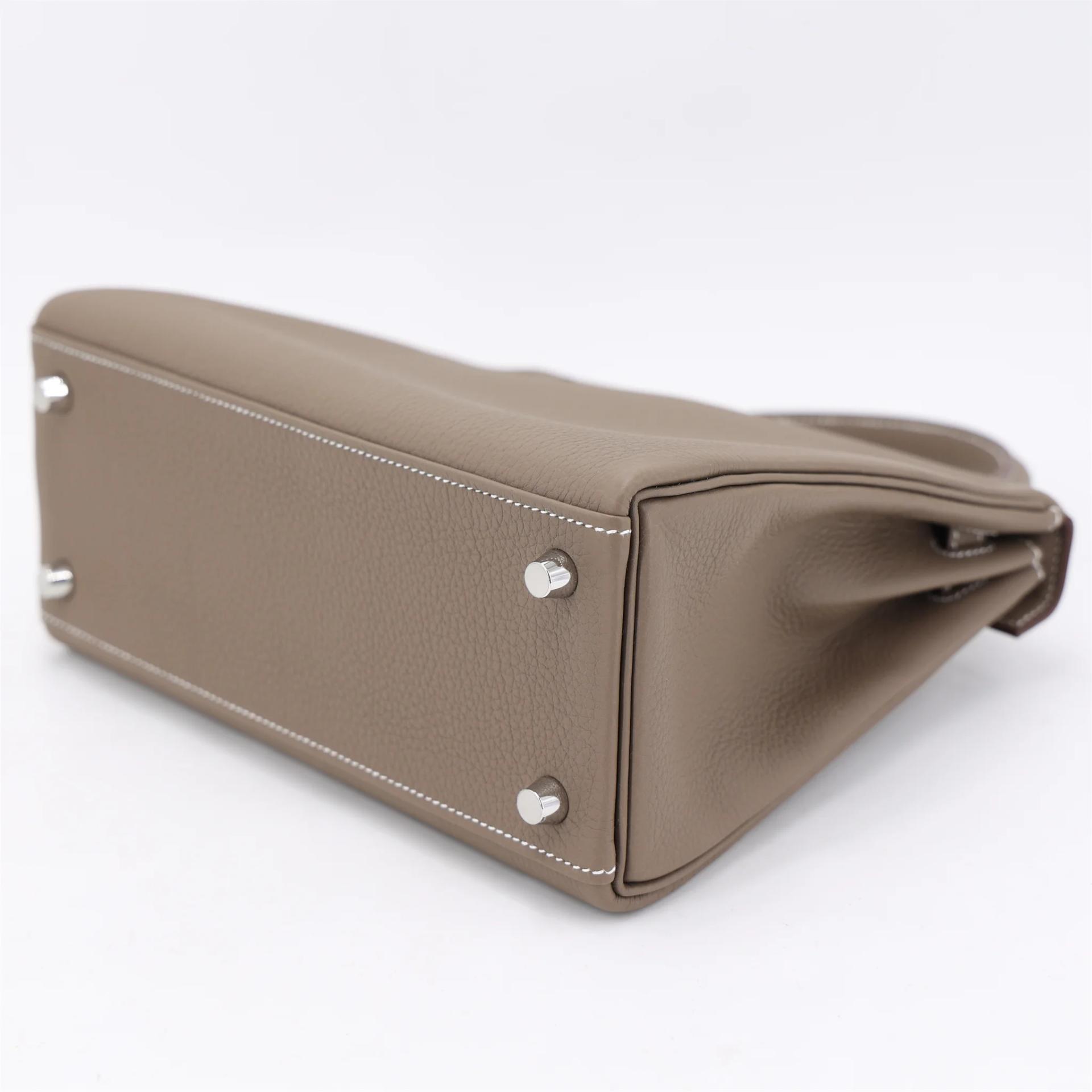 Brand New ( Rank N ) HERMÈS Kelly 25 Etoupe (18) Togo Palladium hardware G (2026) - 7