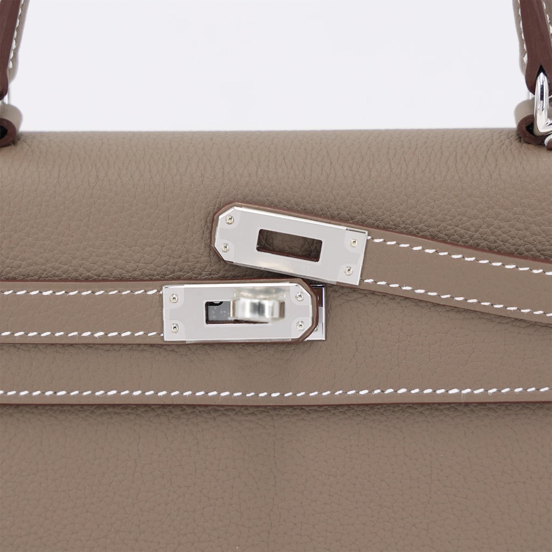 Brand New ( Rank N ) HERMÈS Kelly 25 Etoupe (18) Togo Palladium hardware G (2026) - 8