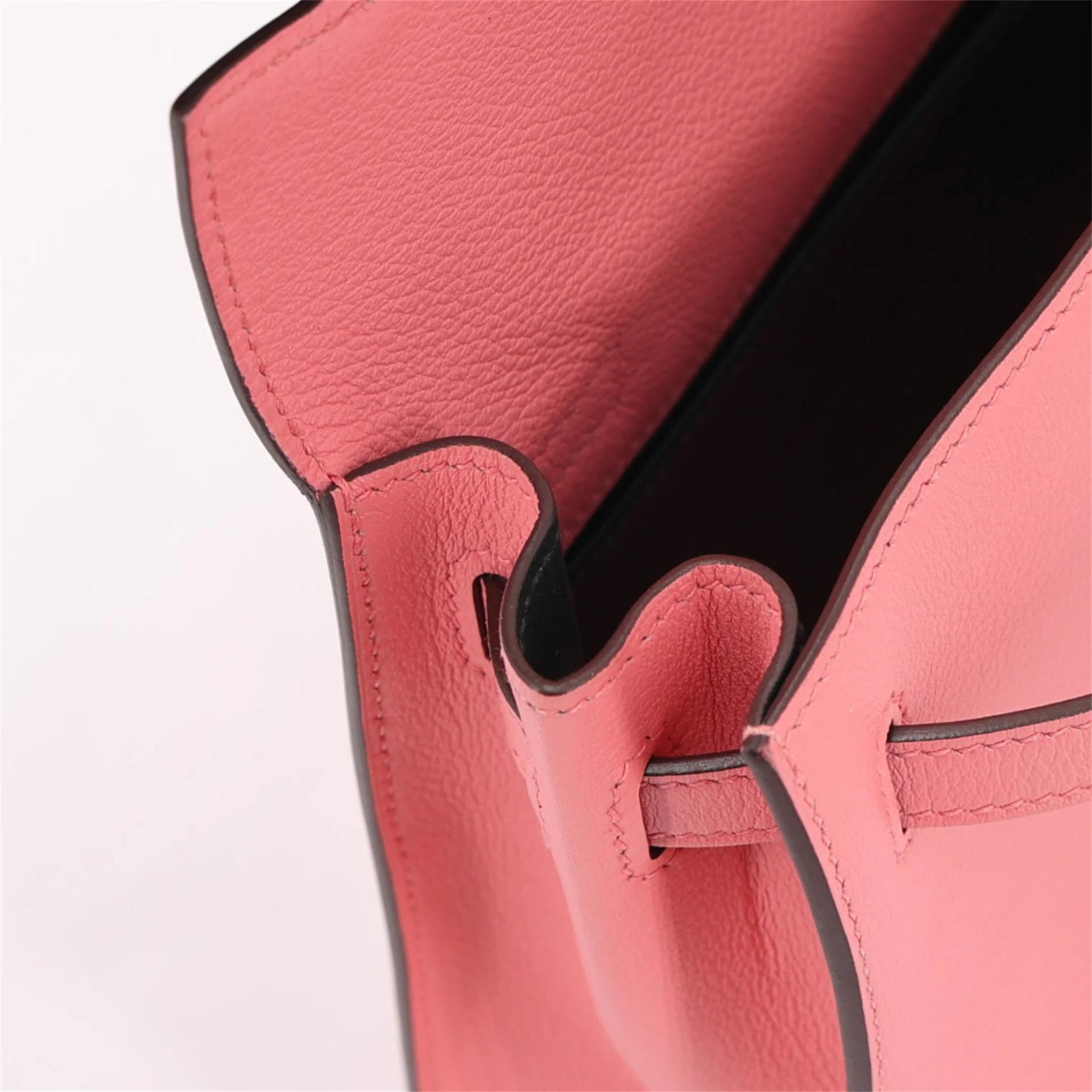 Excellent ( Rank SA ) HERMÈS Kelly Danse Verso Rose d’Ete (K4) Vert Titien (1T) Evercolor Palladium hardware B (2023) - 13