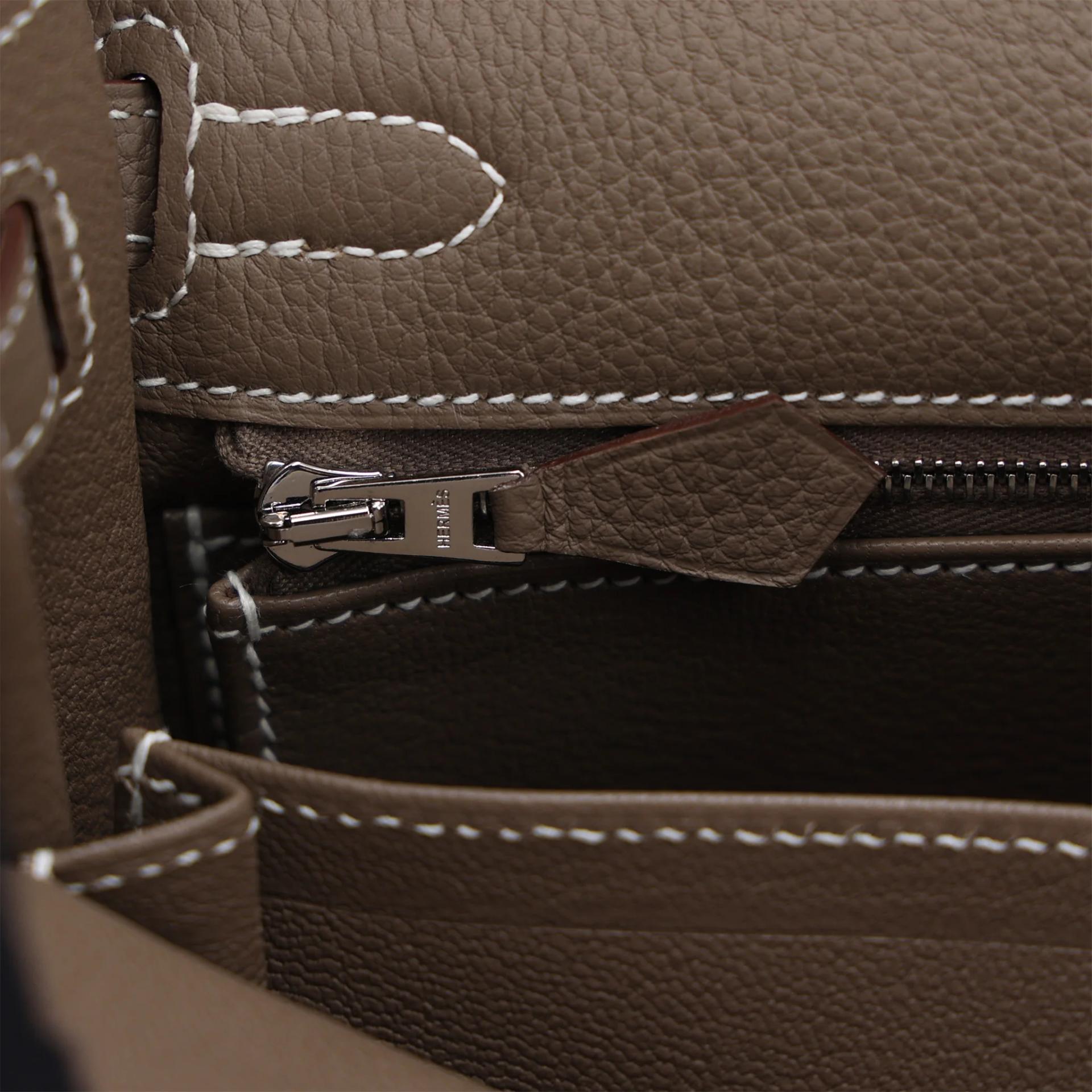 Brand New ( Rank N ) HERMÈS Kelly 25 Etoupe (18) Togo Palladium hardware G (2026) - 14