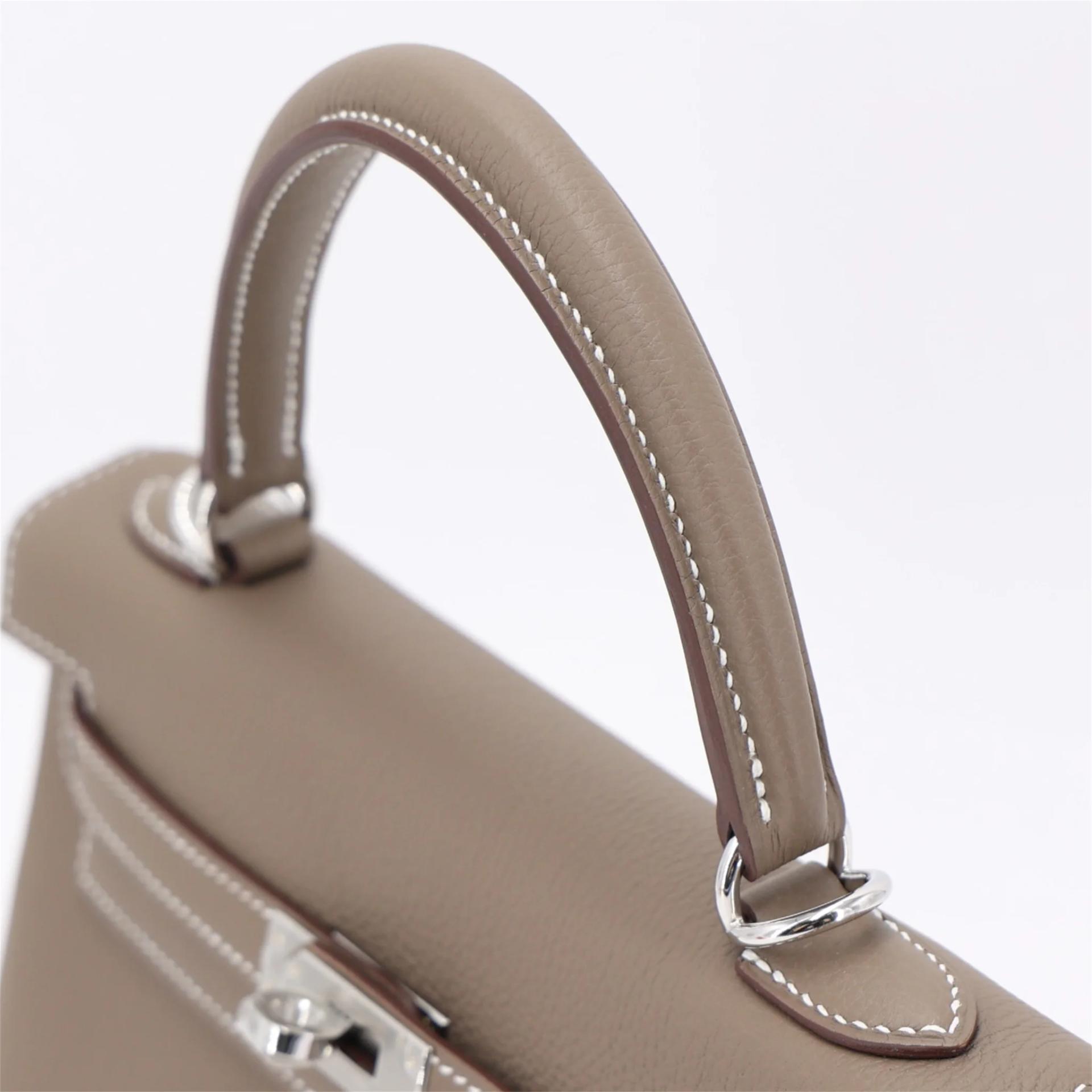 Brand New ( Rank N ) HERMÈS Kelly 25 Etoupe (18) Togo Palladium hardware G (2026) - 3