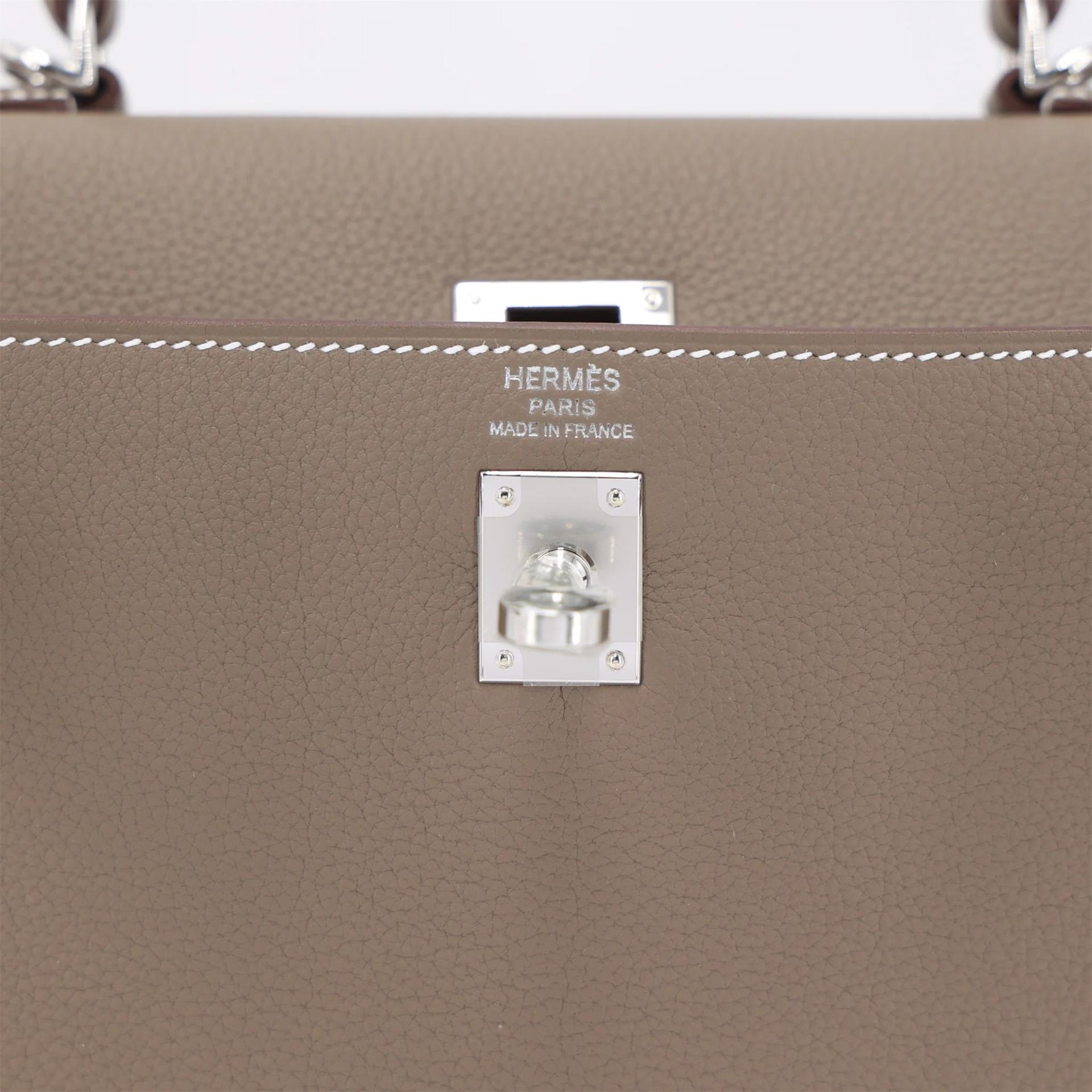 Brand New ( Rank N ) HERMÈS Kelly 25 Etoupe (18) Togo Palladium hardware G (2026) - 10