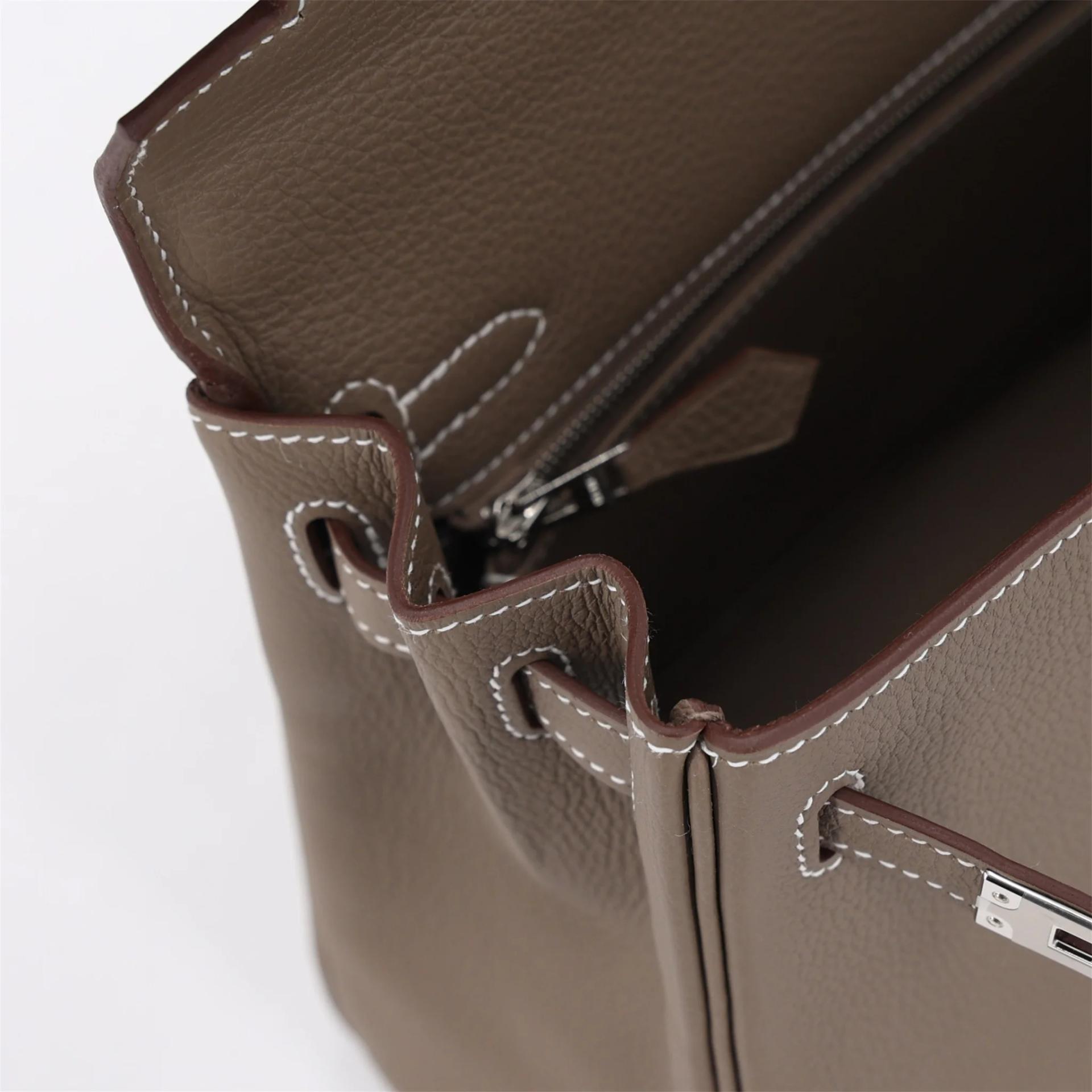 Brand New ( Rank N ) HERMÈS Kelly 25 Etoupe (18) Togo Palladium hardware G (2026) - 12